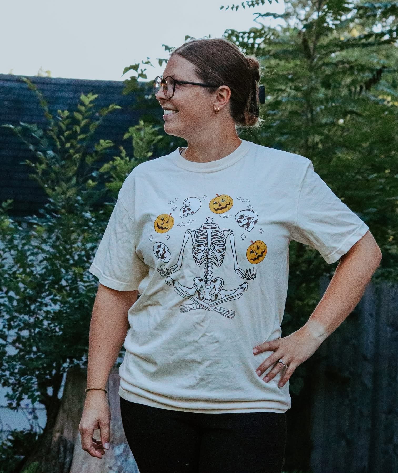 Halloween Preppy Skeleton Jackolatern | Comfort Colors T-shirt | Moody Shirt | Gift for Mamas | Stylish Trendy Apparel