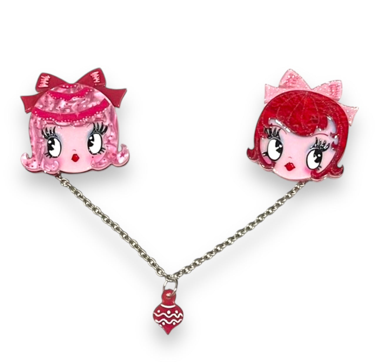 Dolly Sisters Double Brooch by Miss Fluff x Lipstick &amp;amp; Chrome