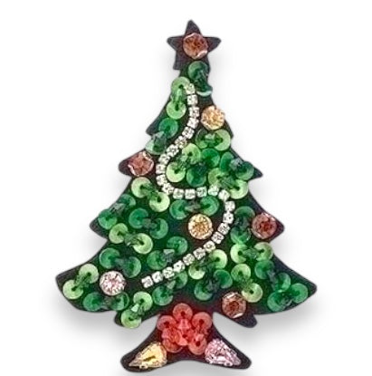 Rhinestone &amp;amp; Sequins Christmas Tree Pin