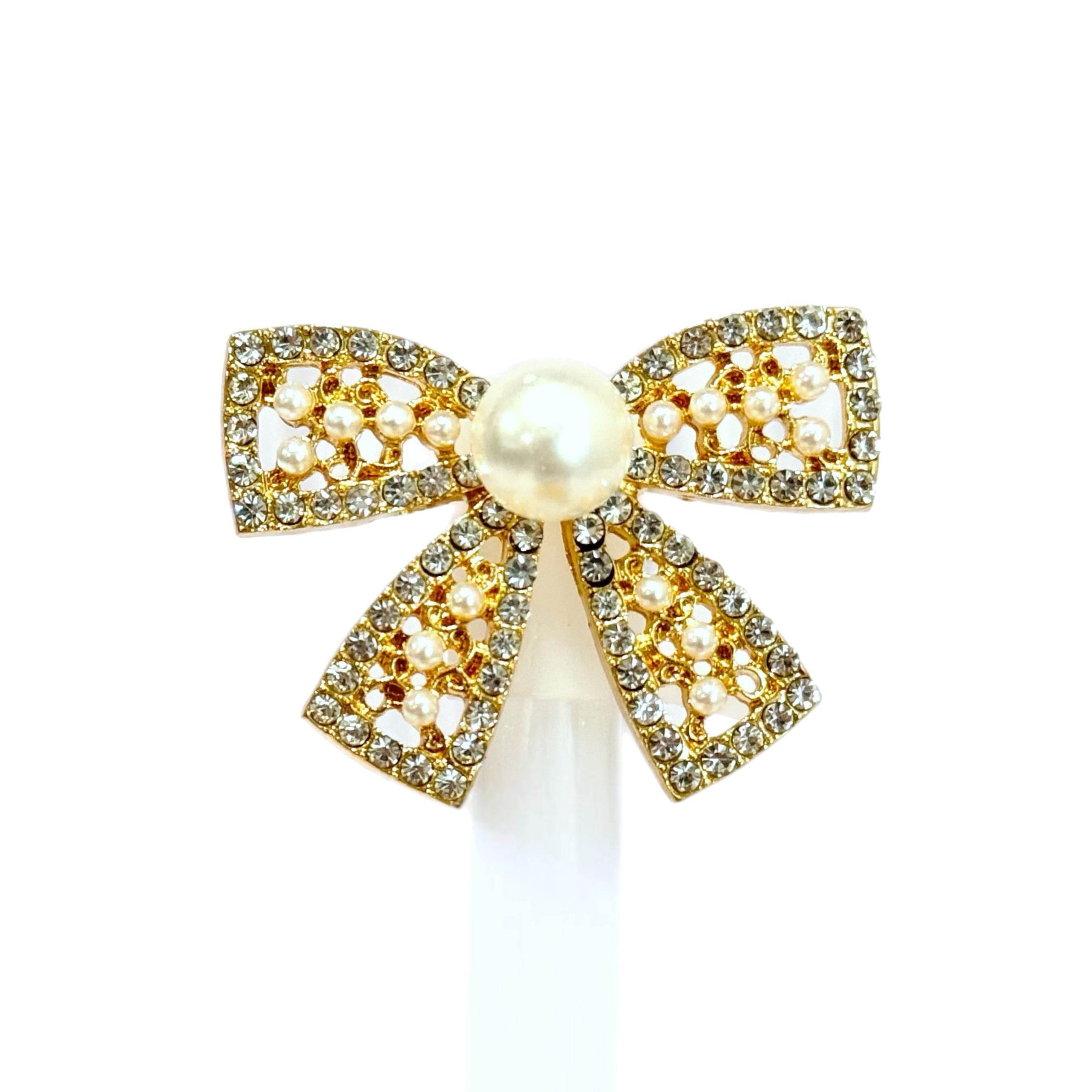 DIAMONDS &amp;amp; PEARLS BOW DELUXE METAL STRAW TOPPER