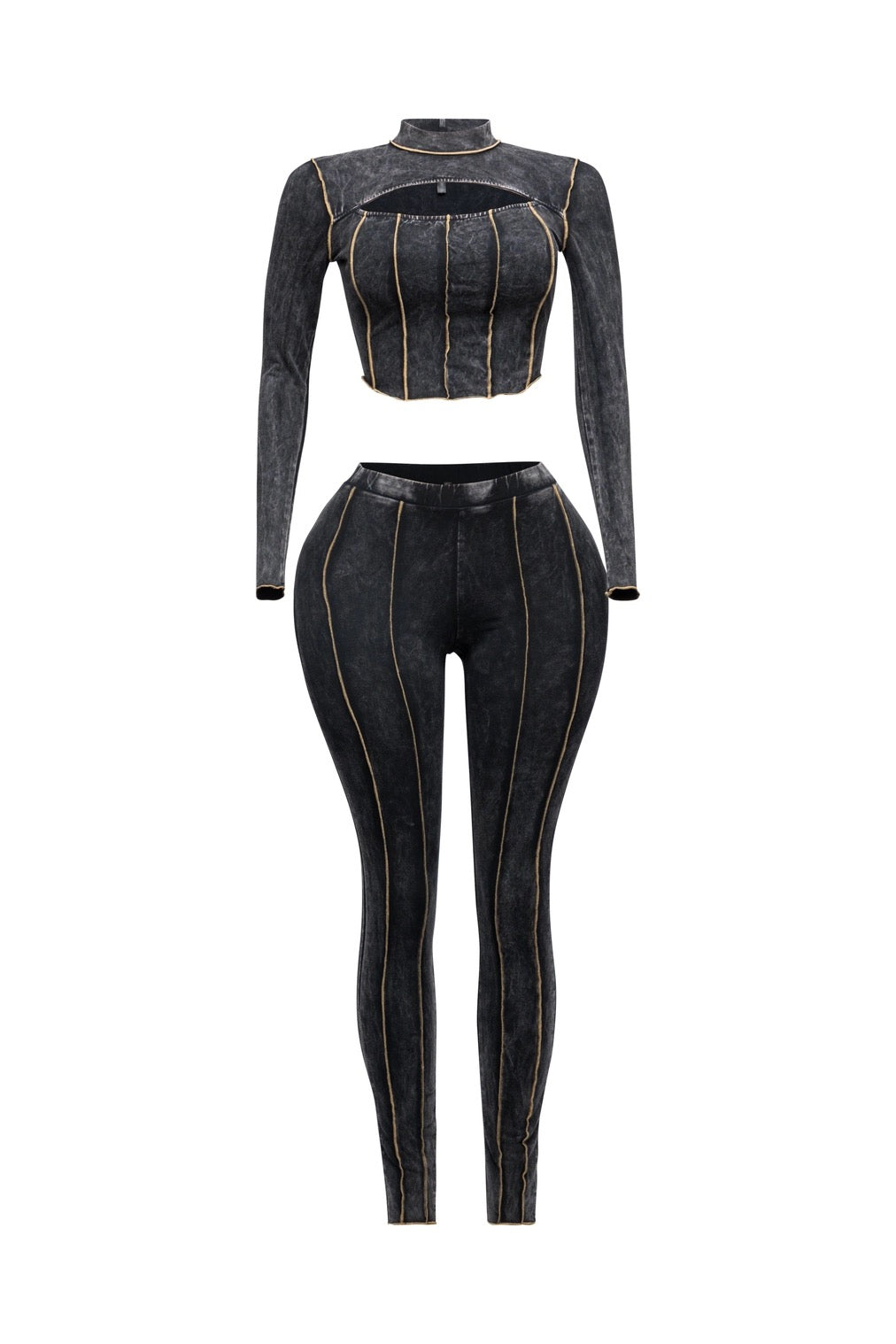 Mineral Washed Cut Out Top &amp;amp; Leggings Set