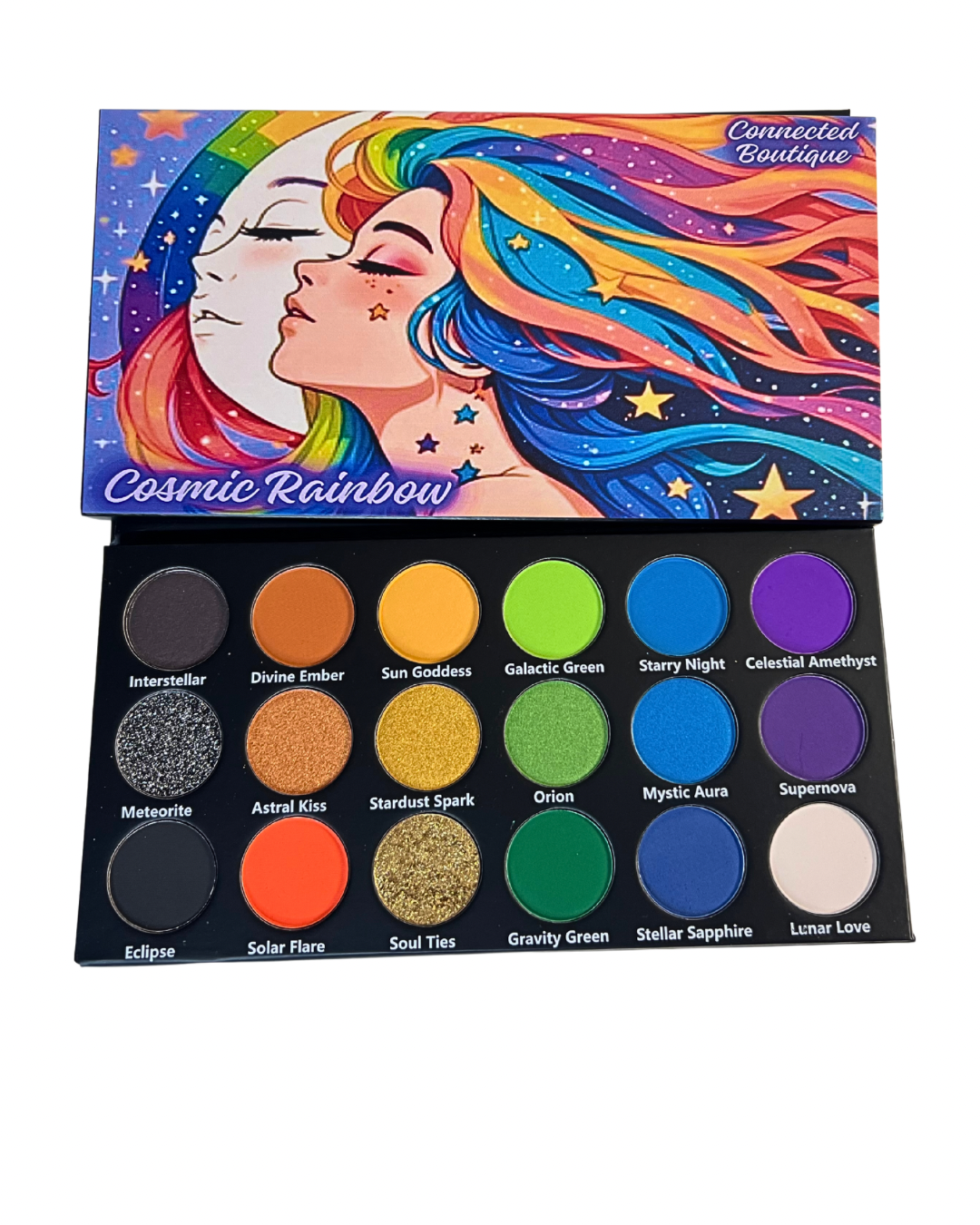 Cosmic Rainbow 18‑Shade Eyeshadow Palette – Celestial Hues &amp;amp; Glitter