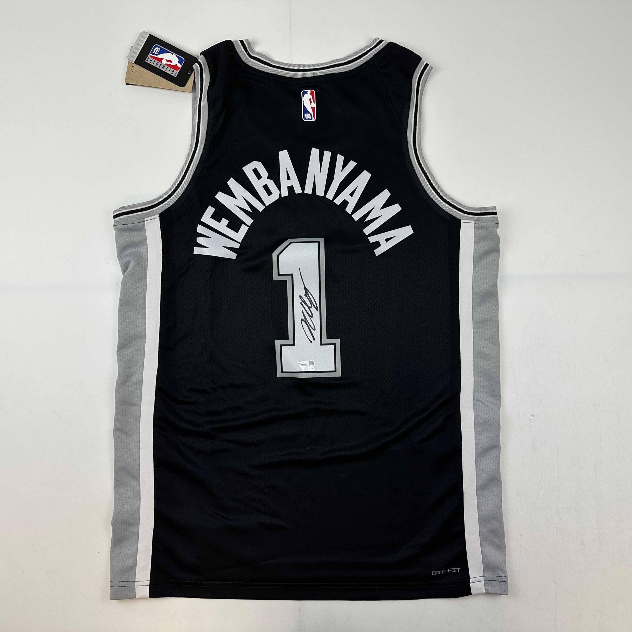 Autographed/Signed Victor Wembanyama San Antonio Spurs Black Authentic Swingman Basketball Jersey Fanatics COA