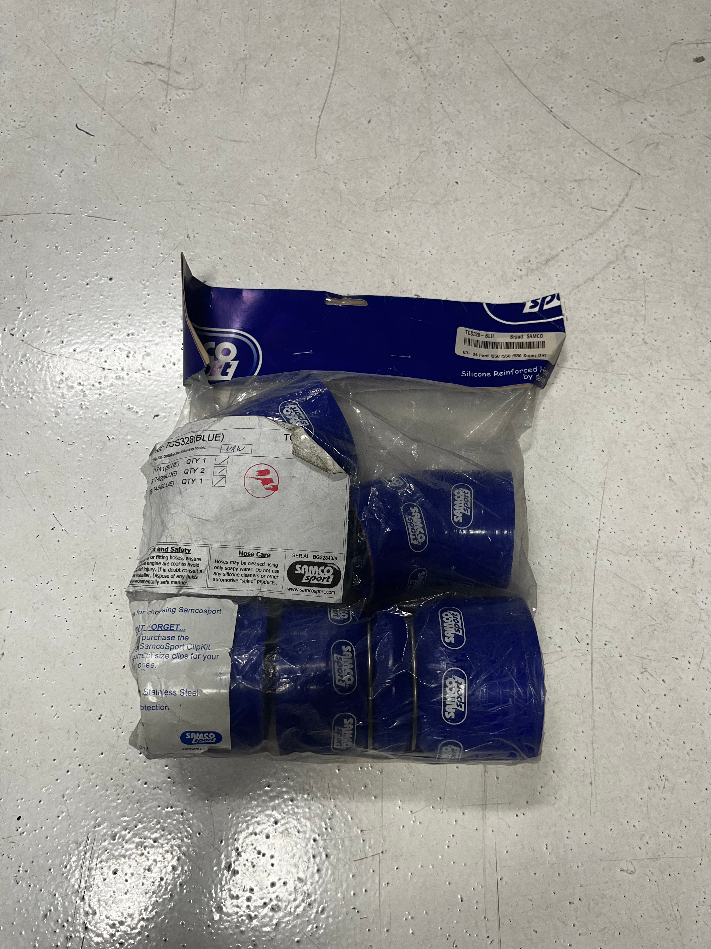 SAMCO Intercooler Hoses Kit (4pc)- Blue, For 2003-2004 Ford F250/F350/F550