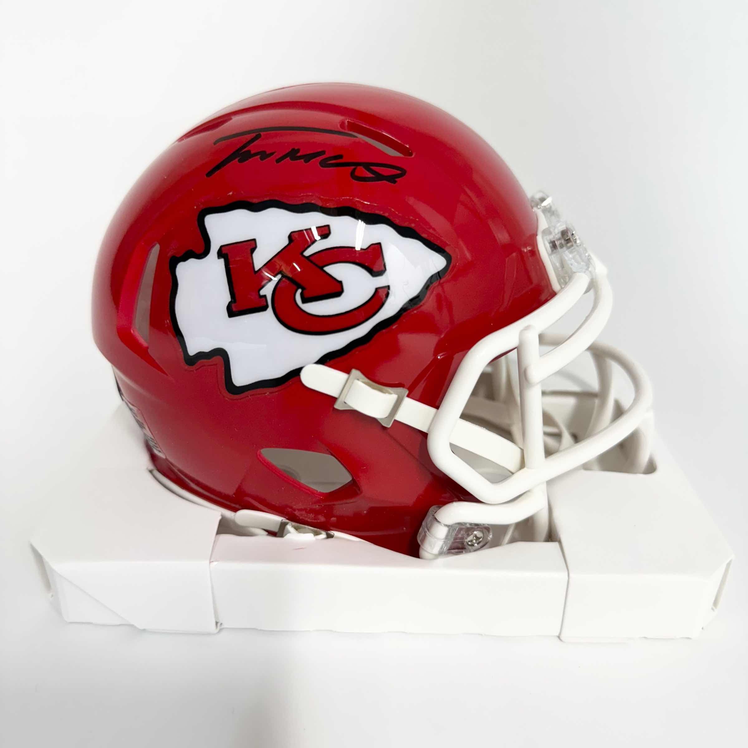 Autographed/Signed Trent McDuffie Kansas City Chiefs Red Mini Football Helmet Beckett BAS COA