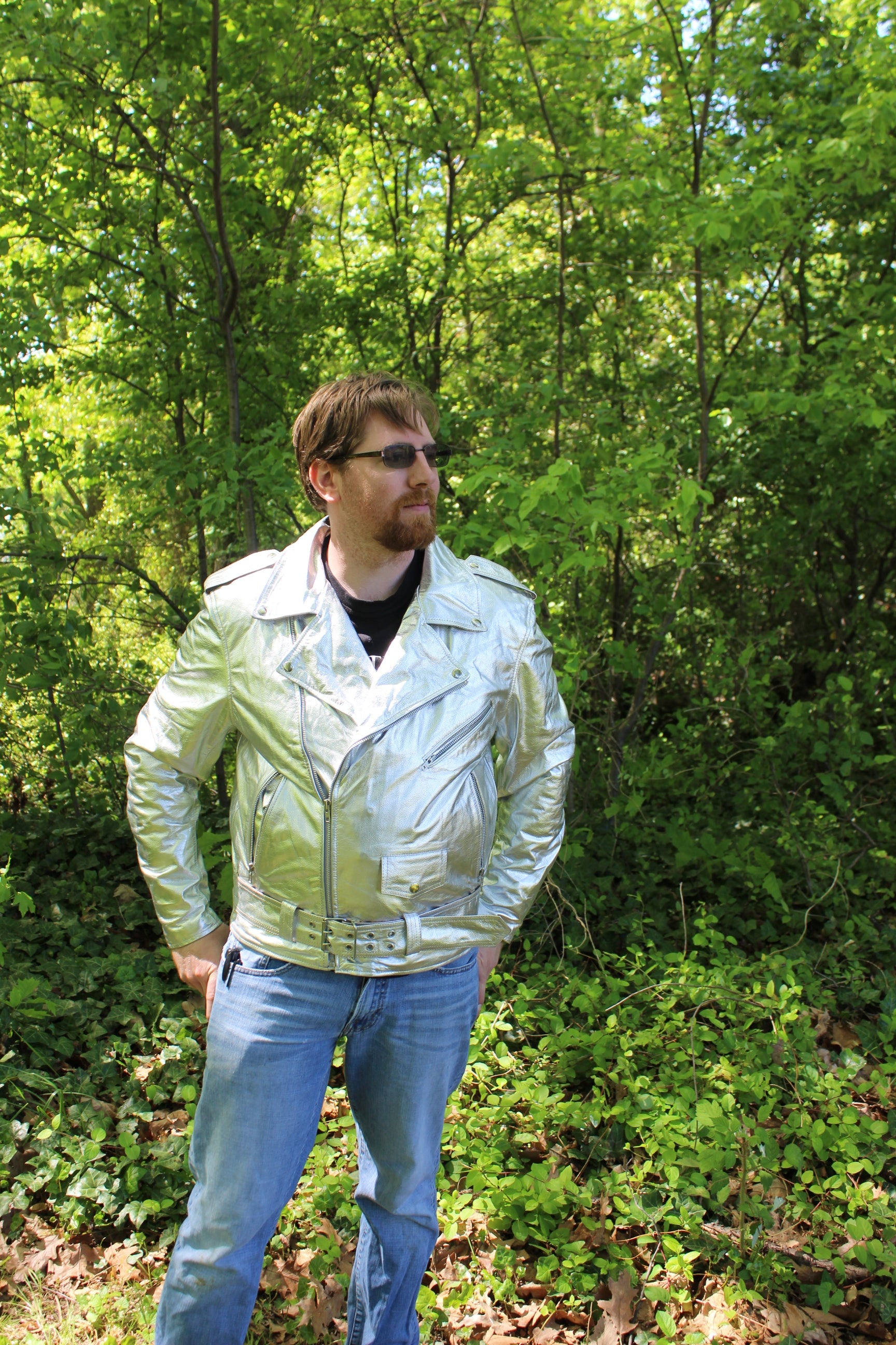 Otter and Fox Leather Biker Jackets in Metallic Gold