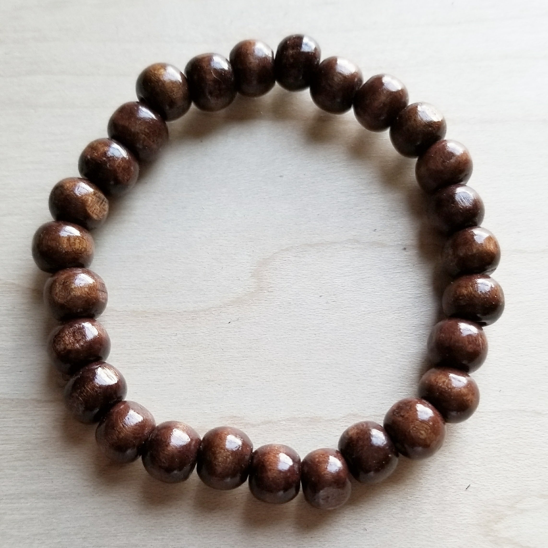 Wood Beaded Stretch Bracelet 800o
