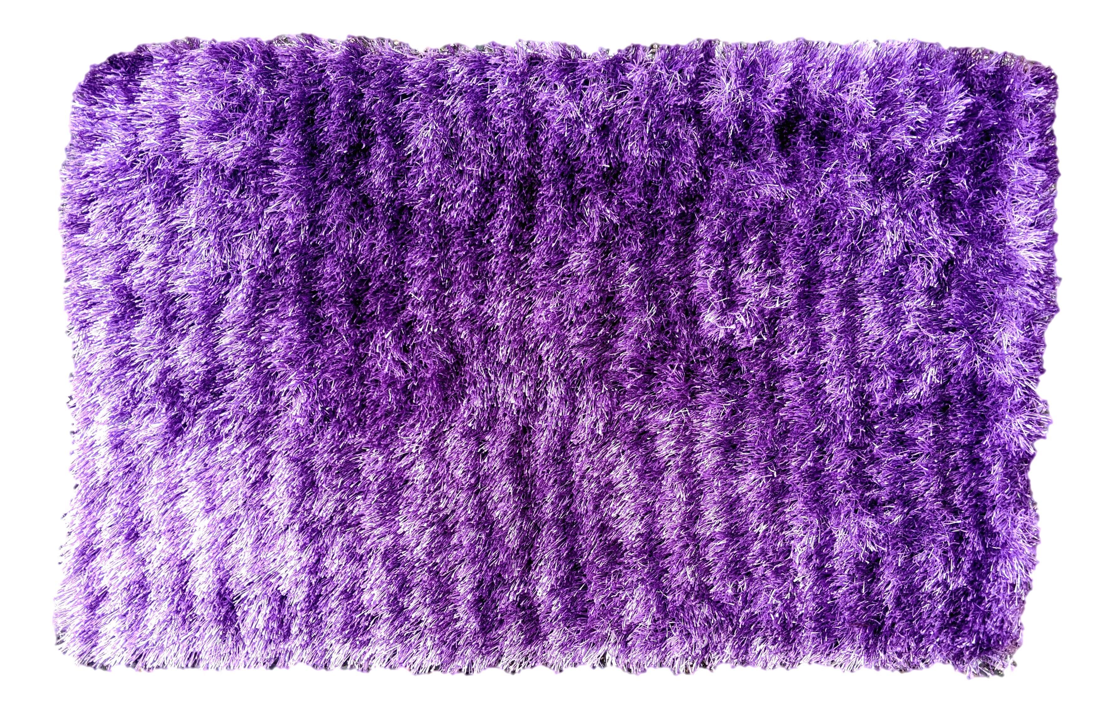 DaDa Bedding Shaggy Soft Door Mat Carpet Rug - 20&amp;quot; x 32&amp;quot; Striped Shiny Purple Lavender
