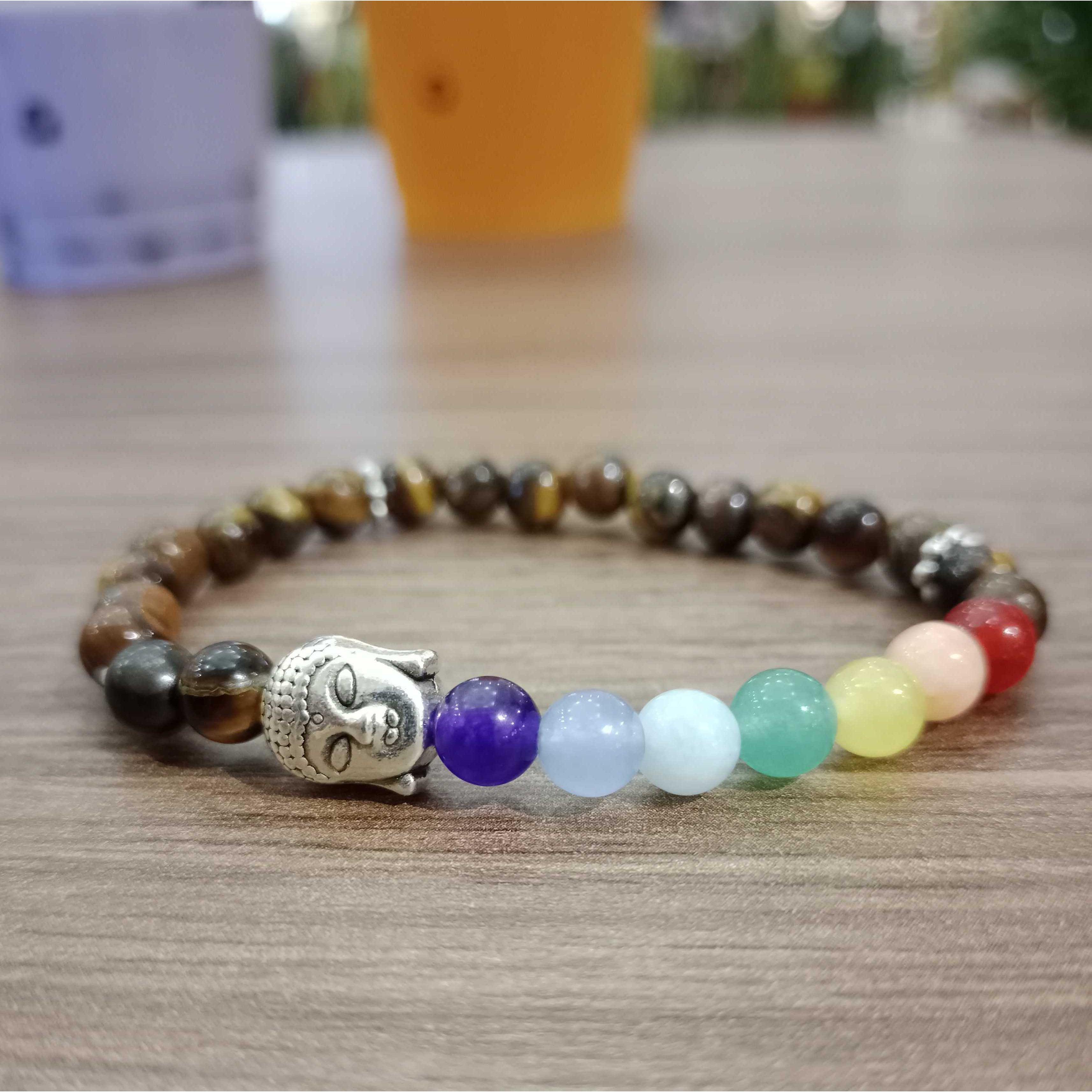 Namaste Chakra Elastic Tiger Eye Bracelet - Thailand