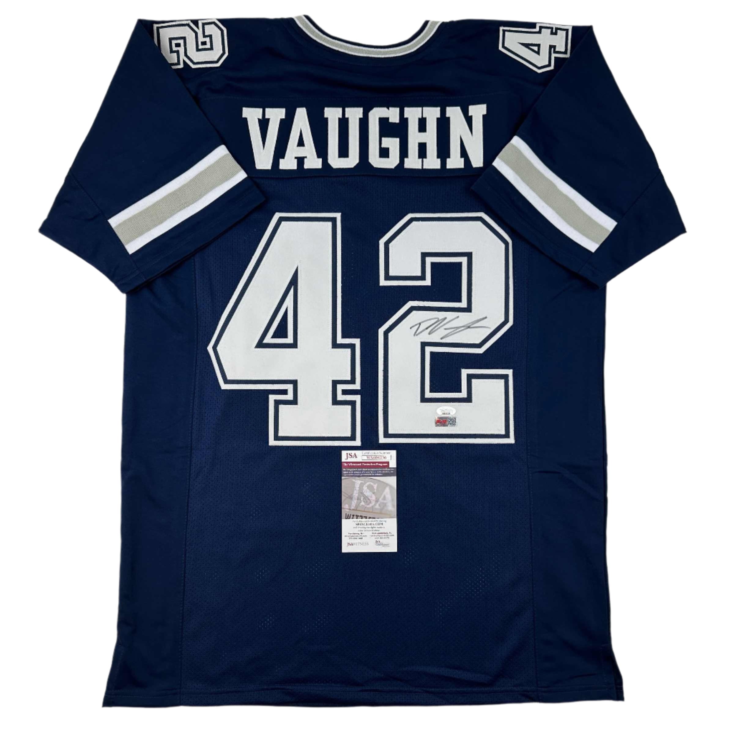 Autographed/Signed Deuce Vaughn Dallas Blue Football Jersey JSA COA