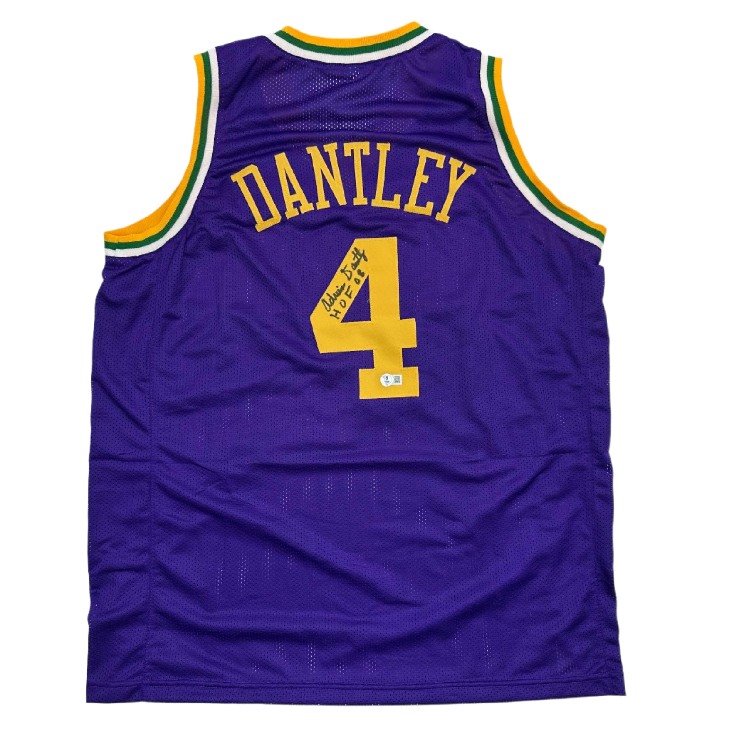 Autographed/Signed Adrian Dantley HOF 2008 Utah Purple Basketball Jersey Beckett BAS COA