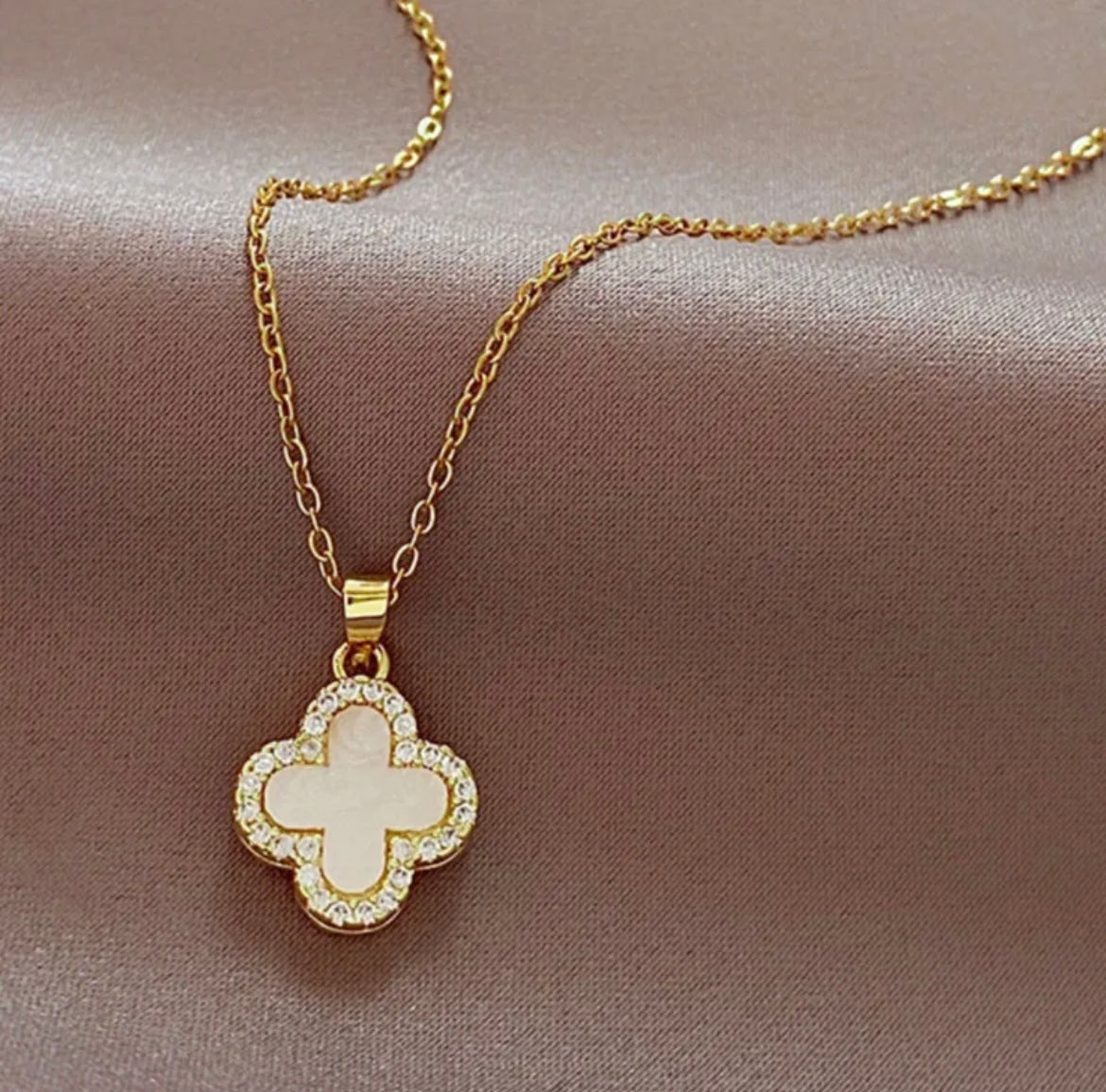 Pearl Shell Diamond Clover - Love. Luck. Hope &amp;amp; Faith