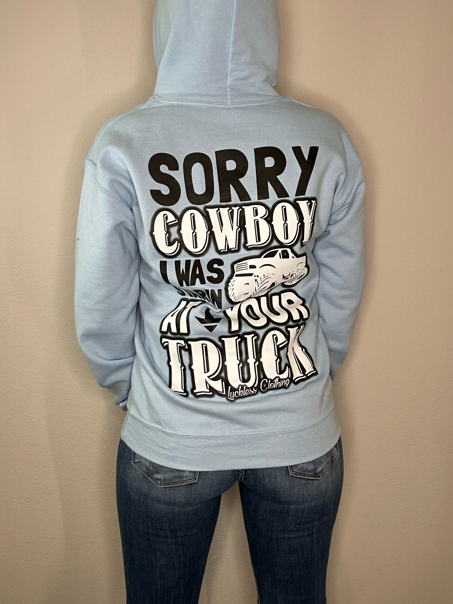 Sorry Cowboy Hoodie | Powder Blue