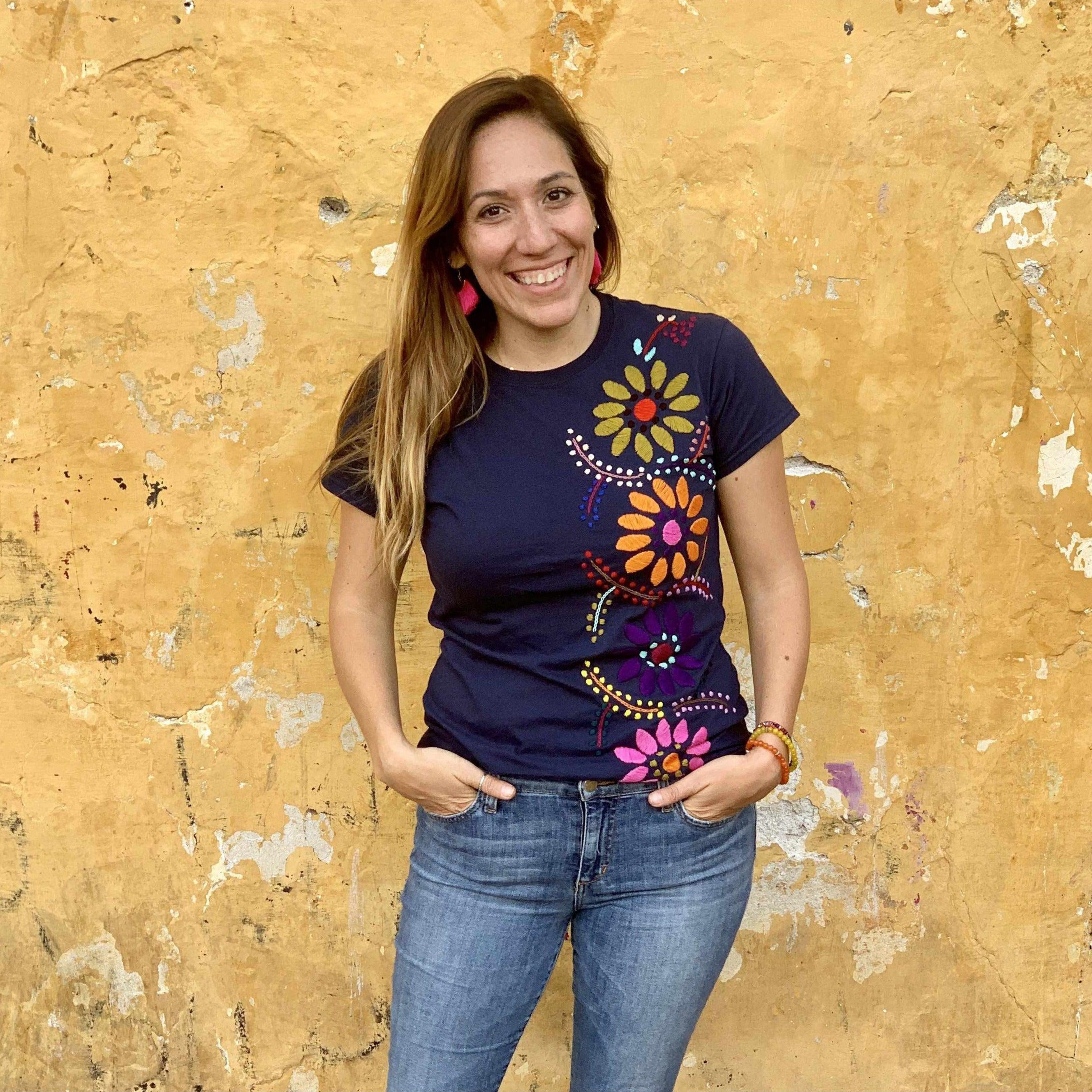 Luzy Hand Embroidered Fitted T-Shirt - Mexico
