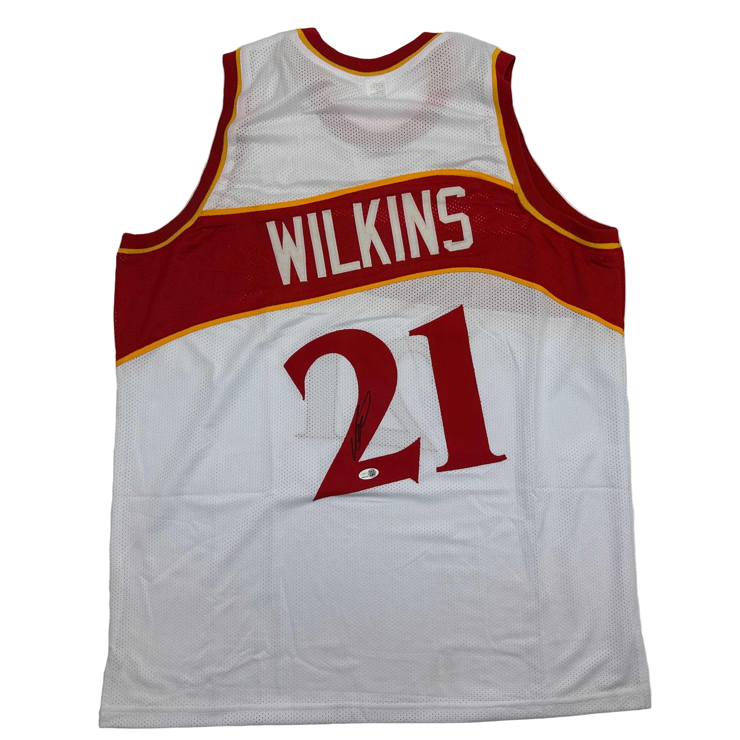 Autographed/Signed Dominique Wilkins Atlanta White Basketball Jersey JSA COA
