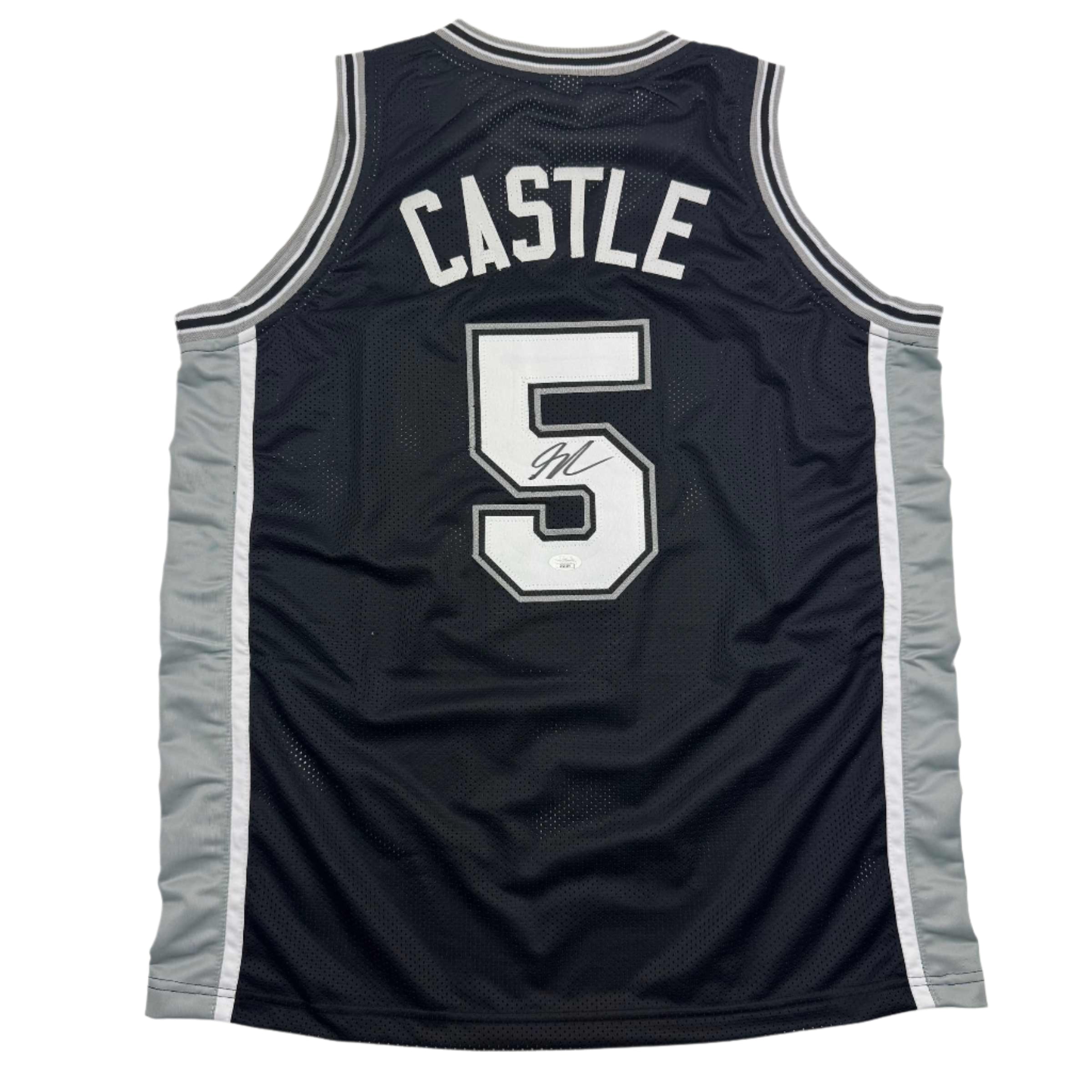 Autographed/Signed Stephon Castle San Antonio Black Basketball Jersey JSA COA