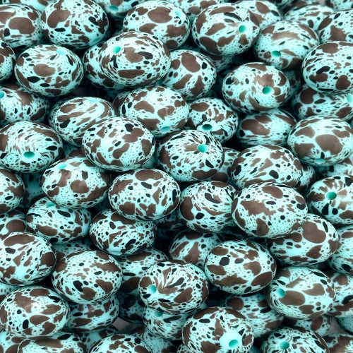 P516 TURQUOISE COW SPLATTER 15MM PRINT (1ct)