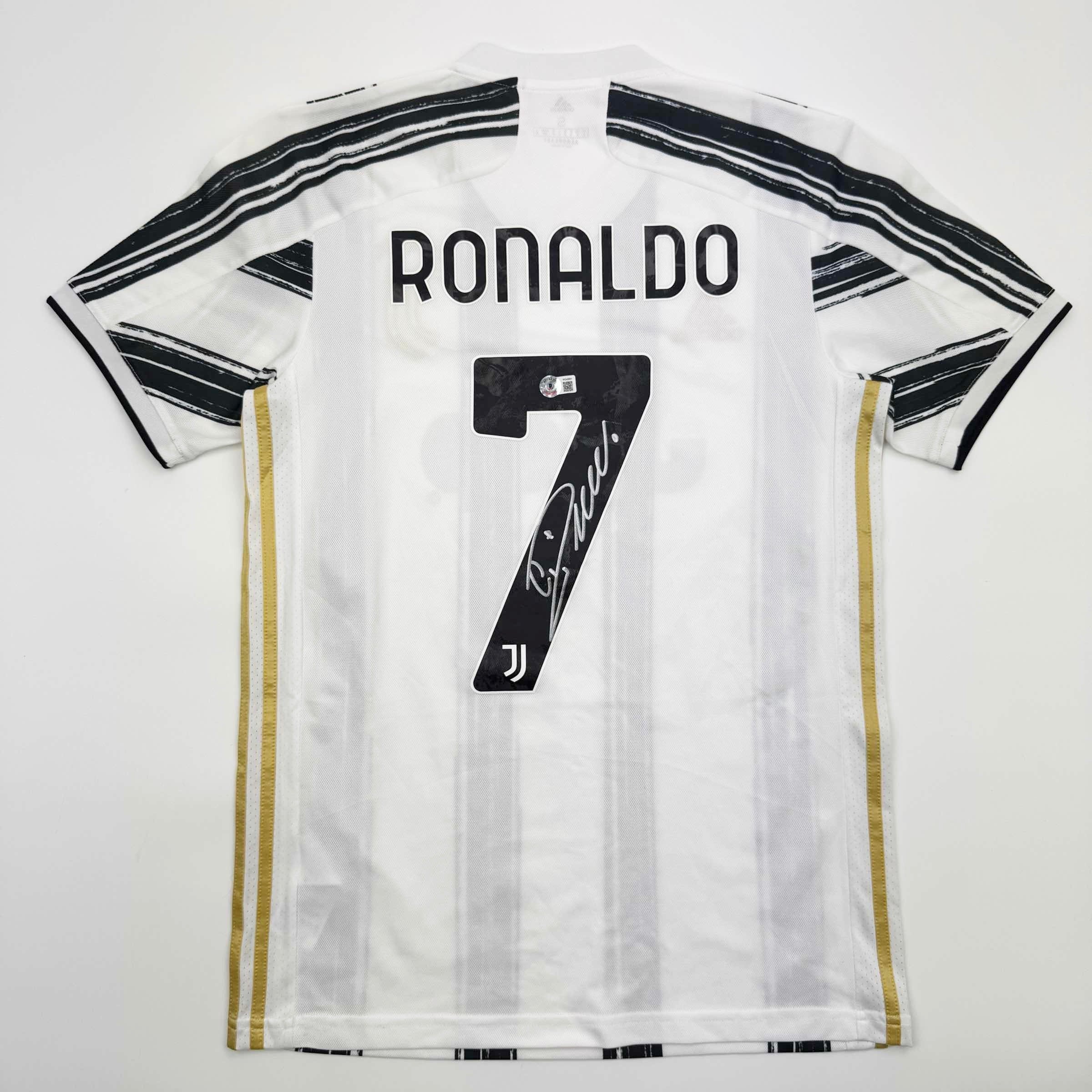 Autographed/Signed Cristiano Ronaldo Juventus White Soccer Jersey Beckett BAS COA