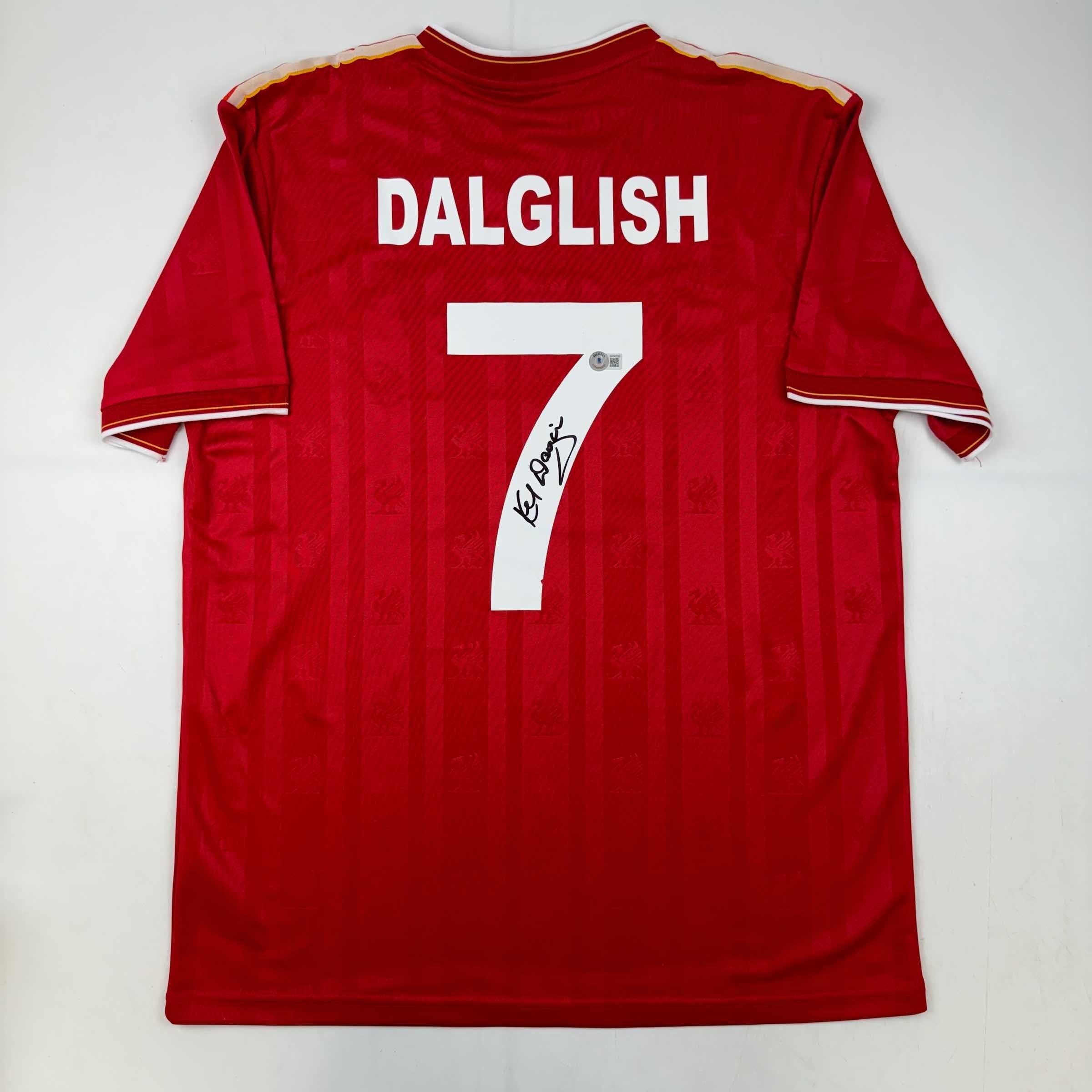Autographed/Signed Kenny Dalglish Liverpool Red Crown Paints Soccer Jersey Beckett BAS COA