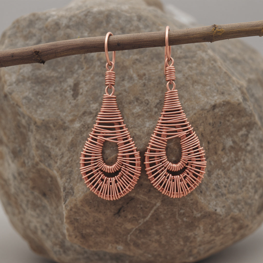 Copper Teardrop Shaped Earrings