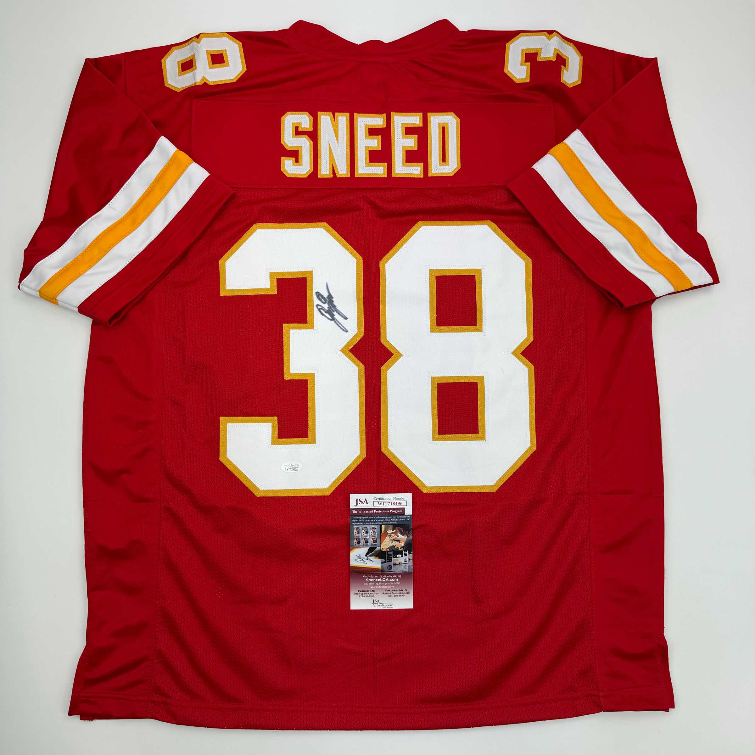 Autographed/Signed L&amp;#39;Jarius Sneed Kansas City Red Football Jersey JSA COA