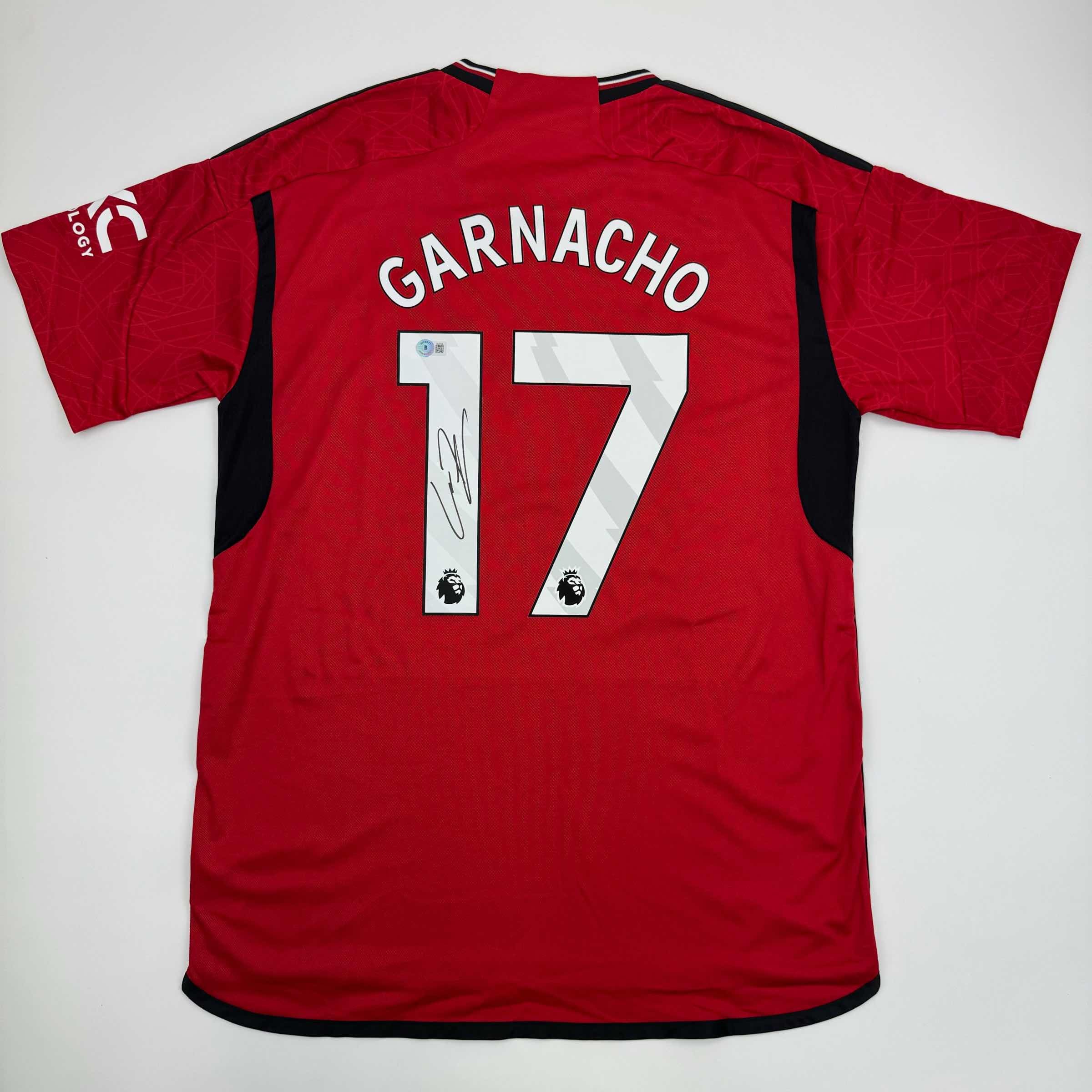 Autographed/Signed Alejandro Garnacho Manchester United Red Soccer Jersey Beckett BAS COA
