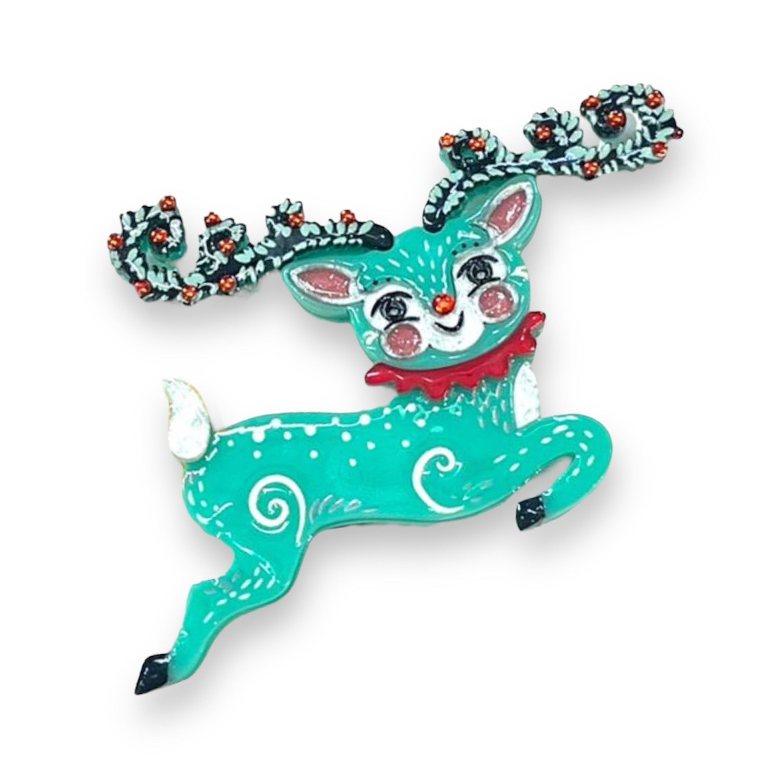 Fawna Fir Top Leaping Reindeer Brooch by Johanna Parker x Lipstick &amp;amp; Chrome