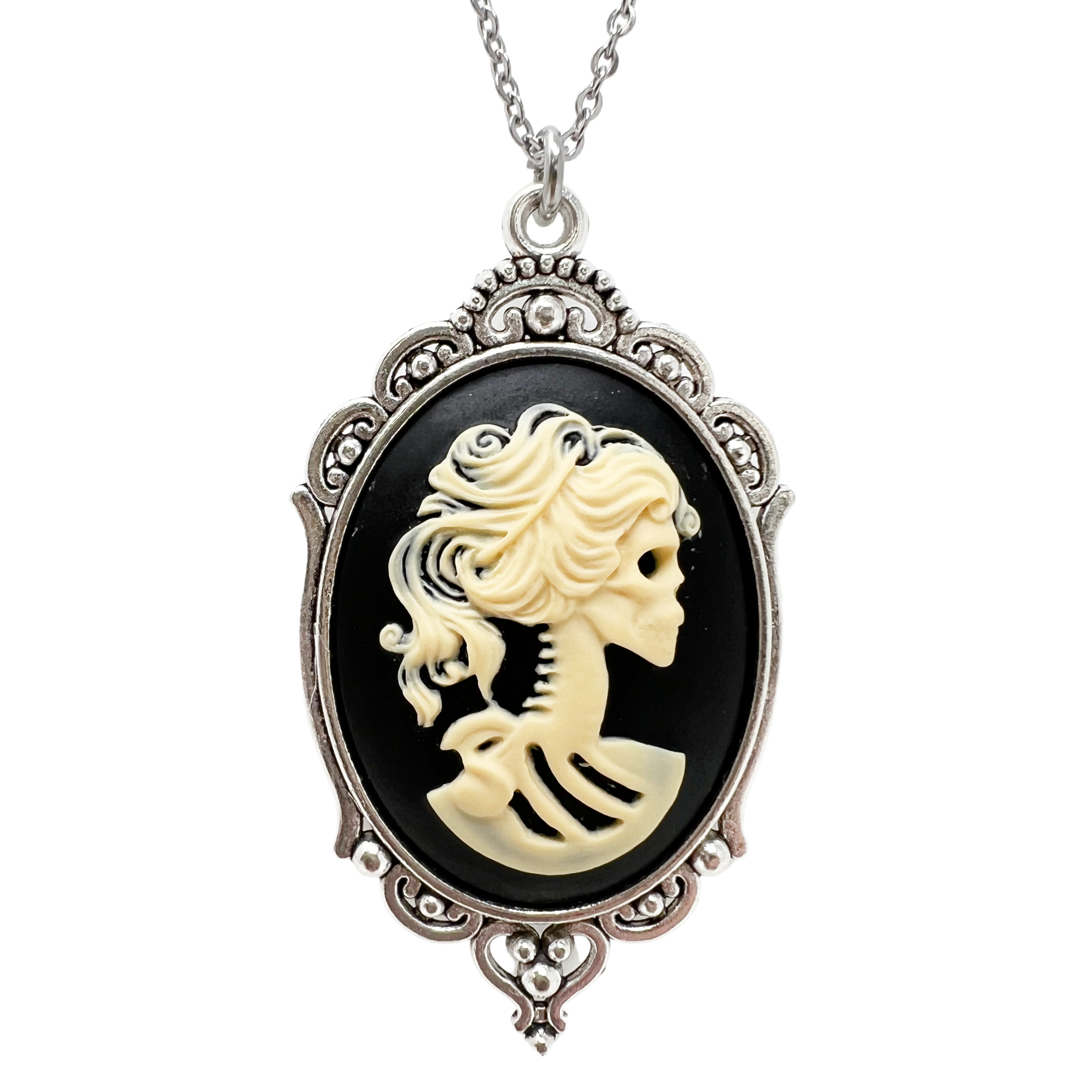 Black lolita lady skeleton necklace