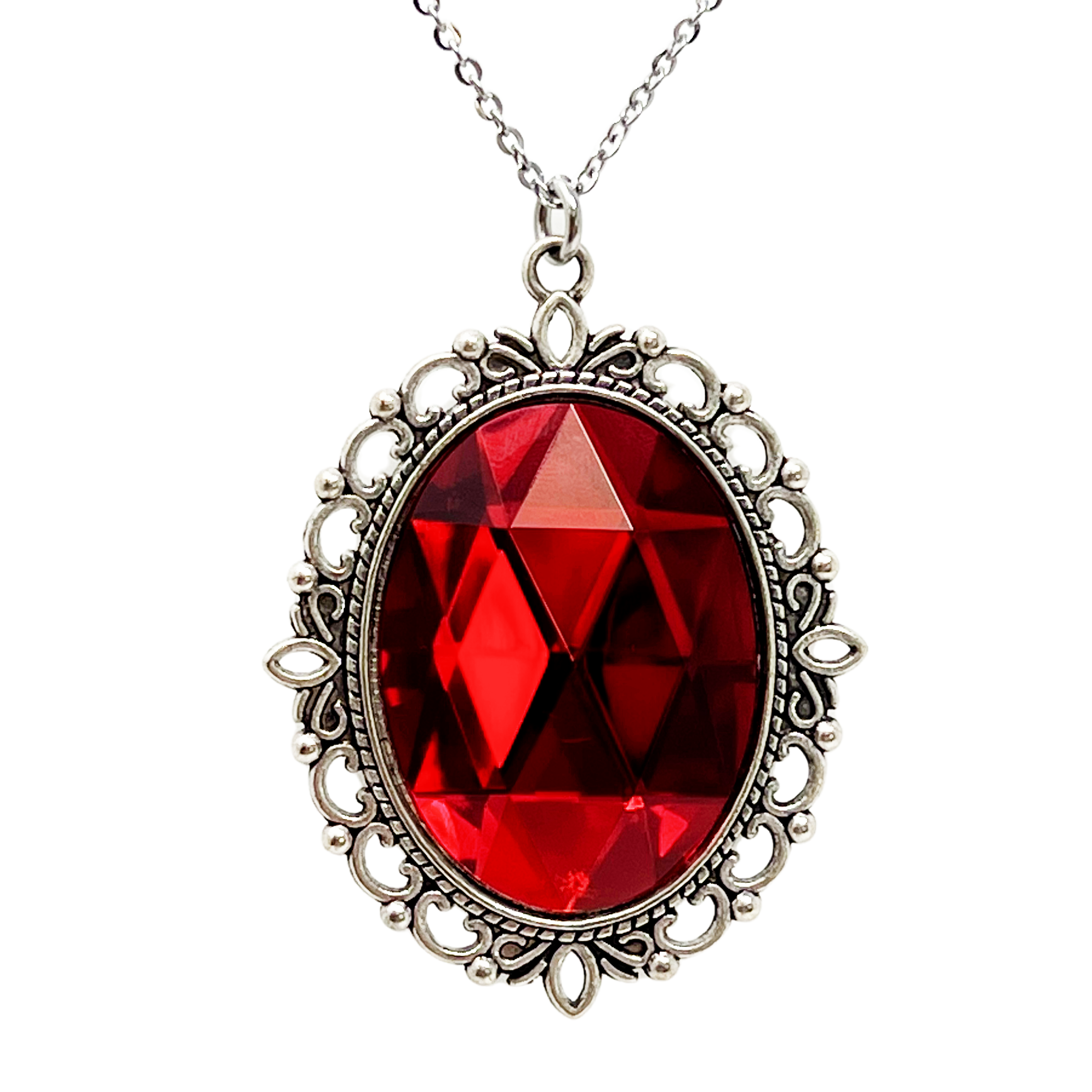 Vampire necklace blood red cameo pendant