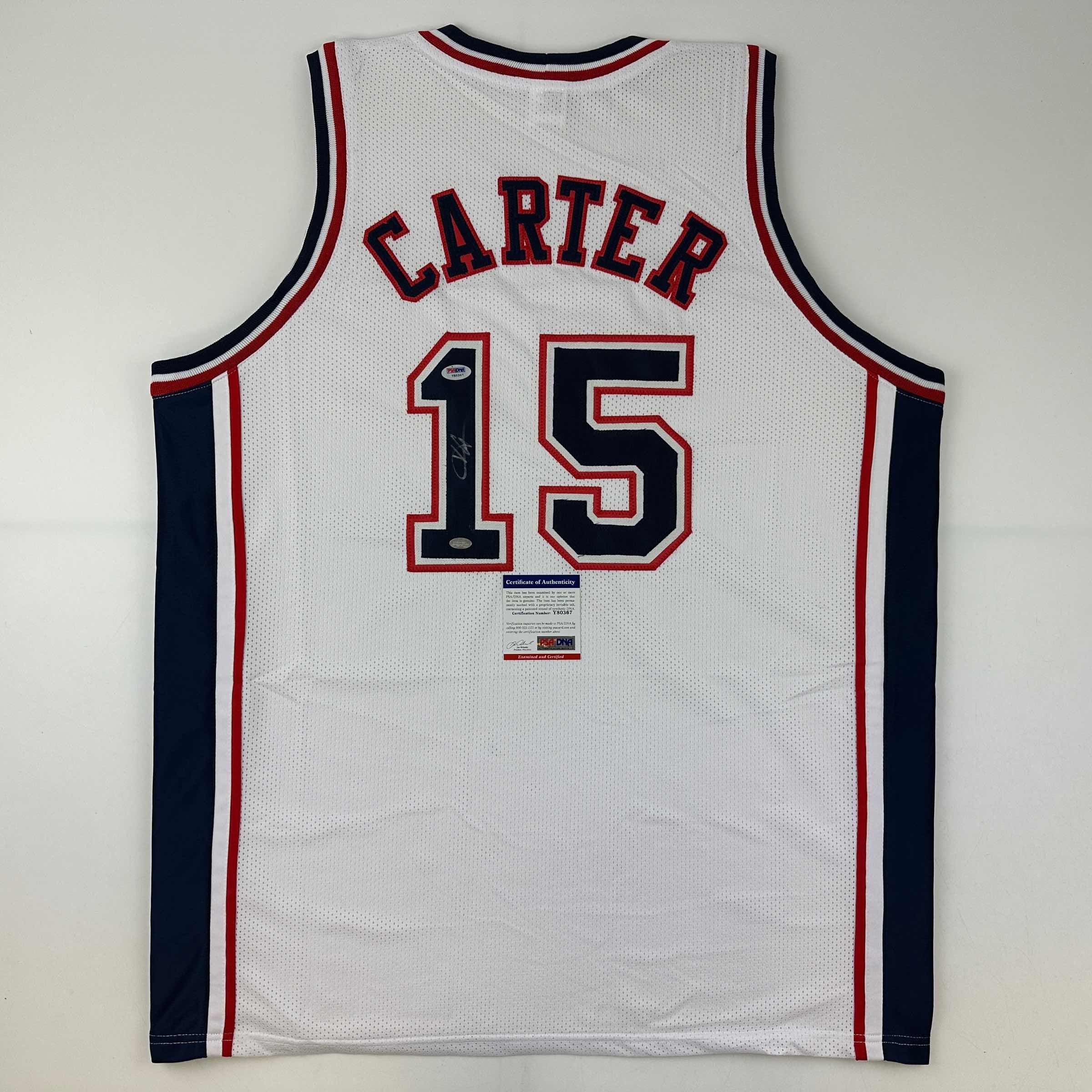 Autographed/Signed Vince Carter New Jersey NJ White Basketball Jersey PSA/DNA COA