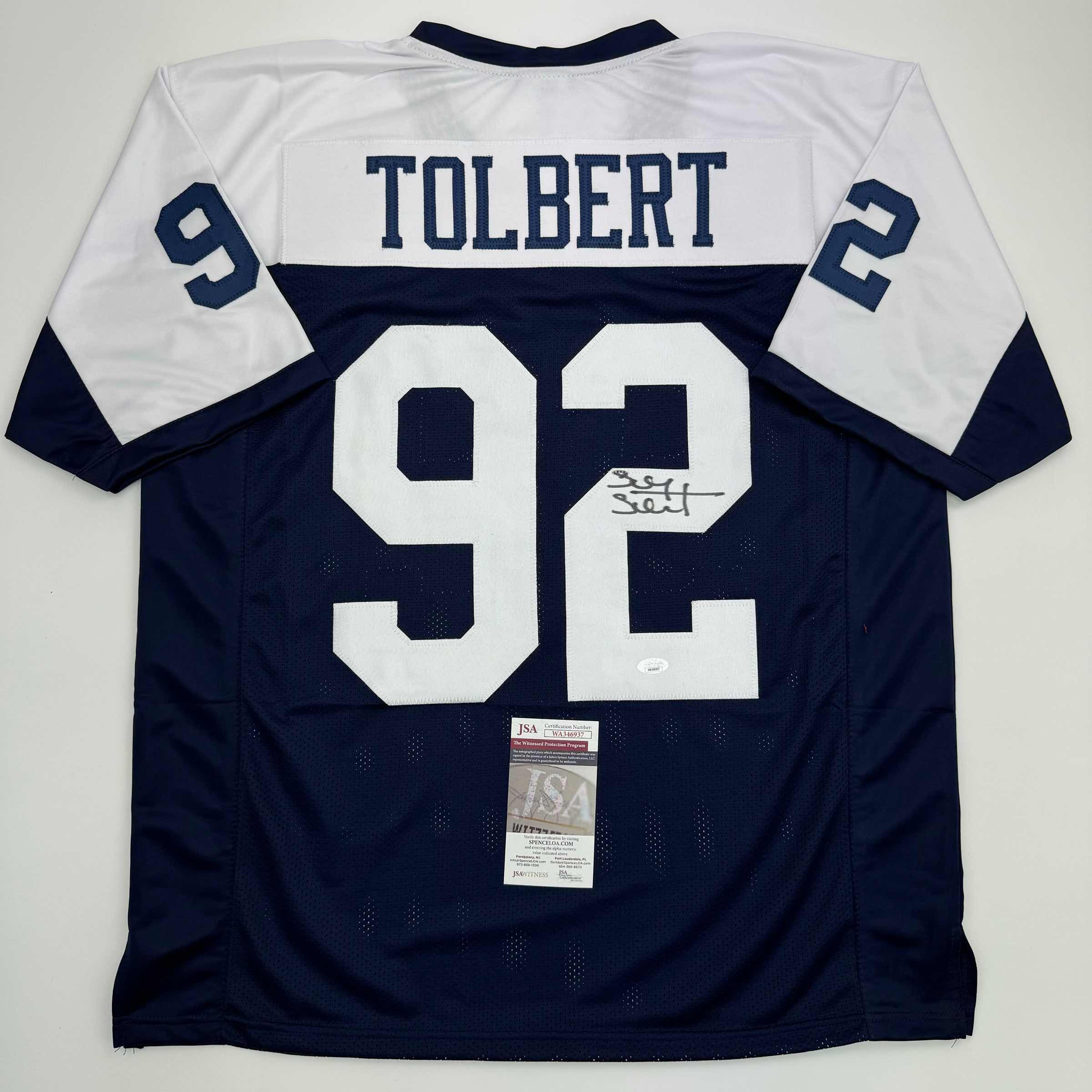Autographed/Signed Tony Tolbert Dallas Thanksgiving Football Jersey JSA COA