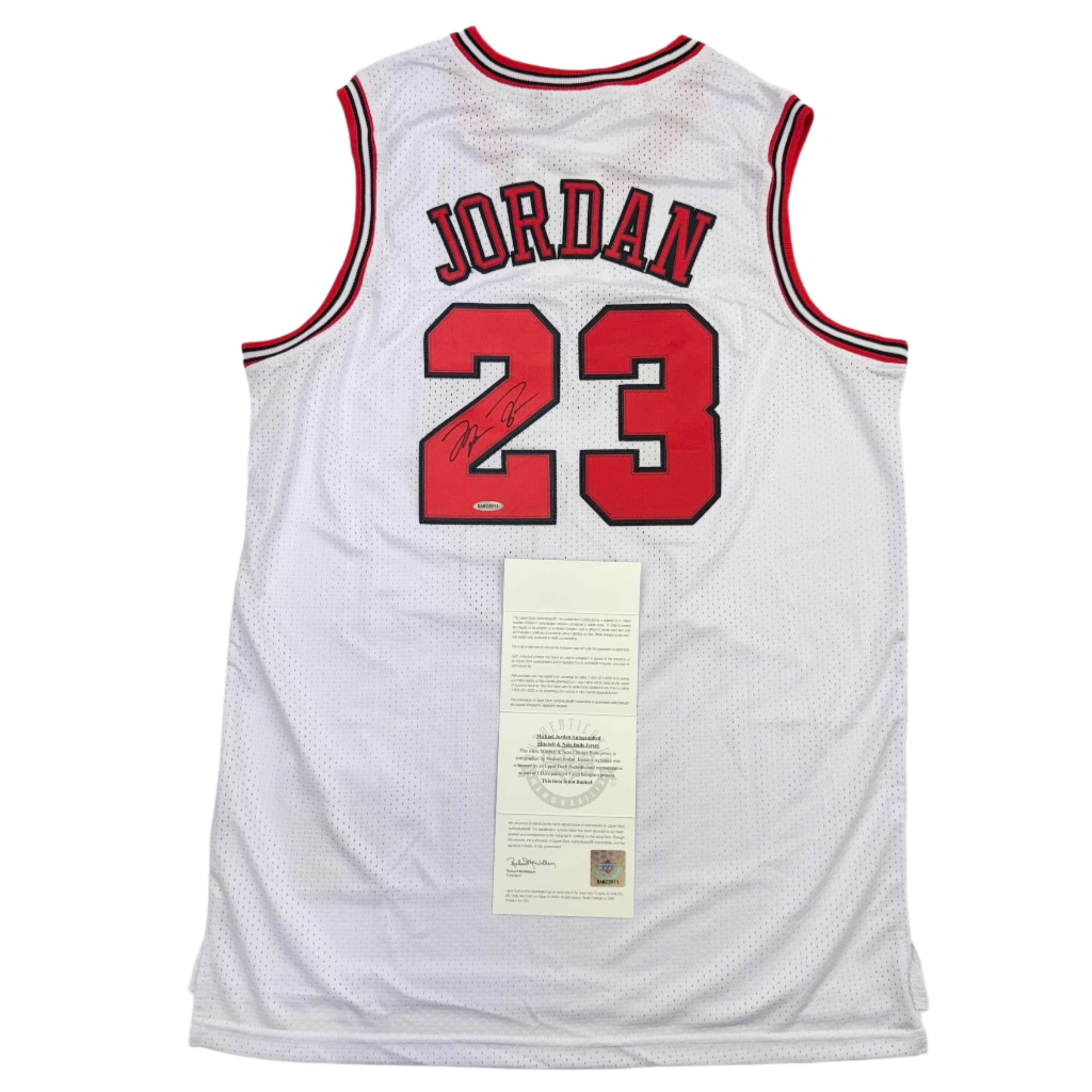 Autographed/Signed Michael Jordan Chicago White Basketball Jersey Upper Deck UDA COA