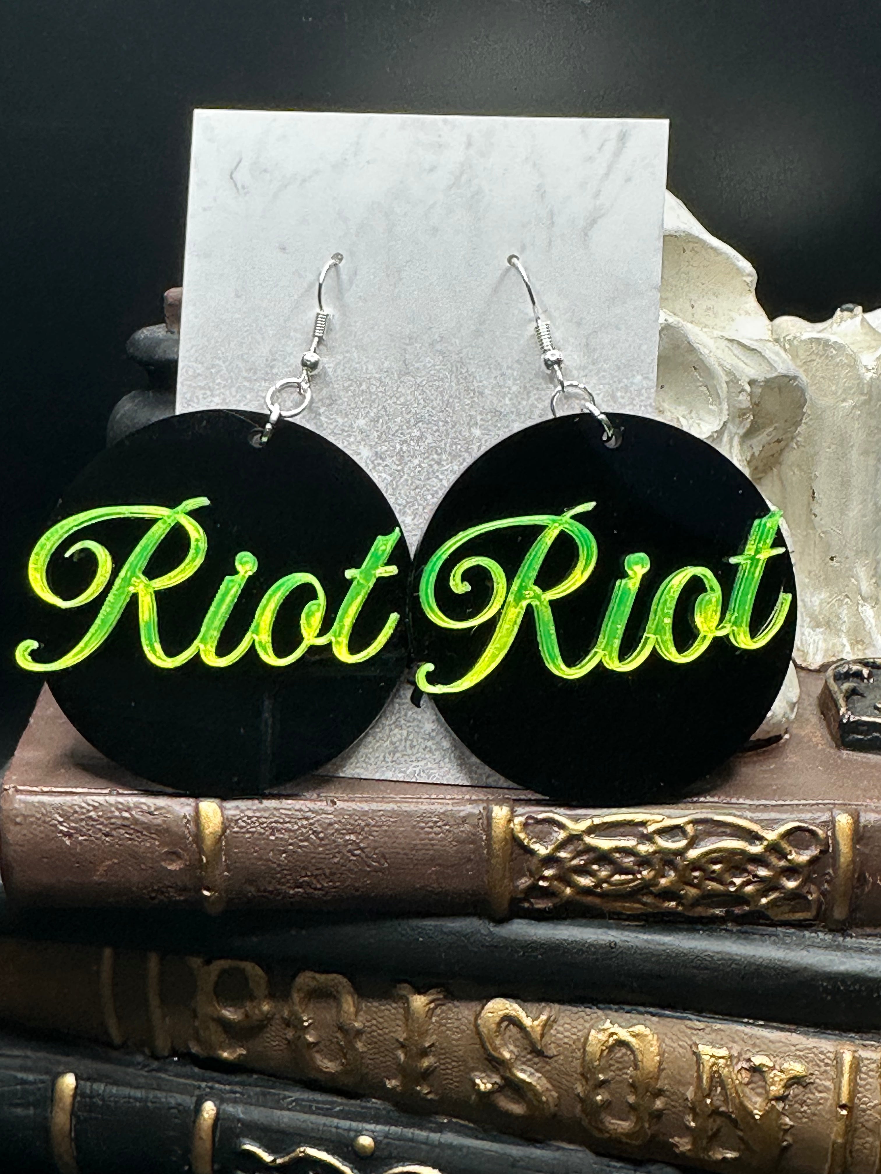Riot Lime Green Mirrored Acrylic Earrings