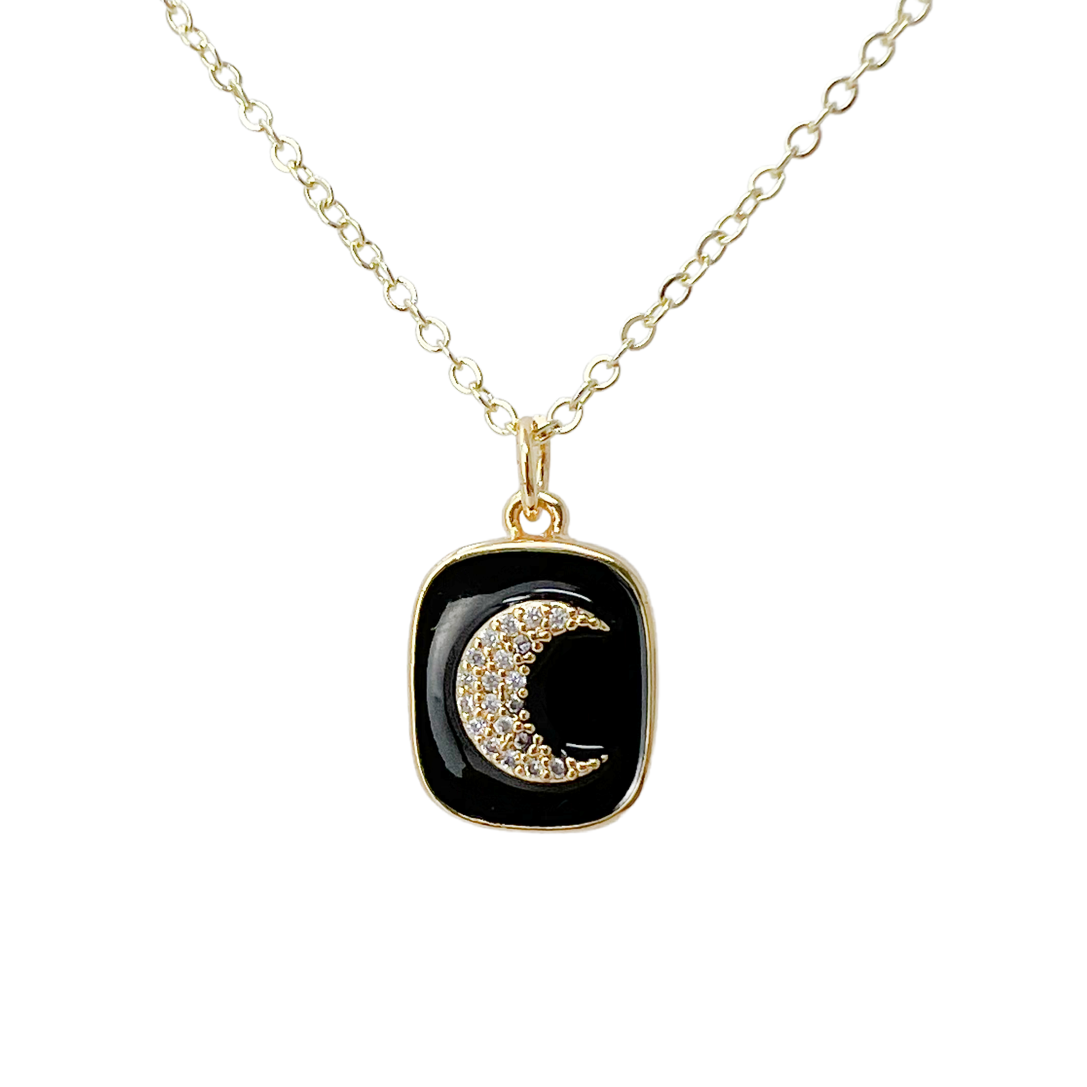 Crescent moon coin necklace