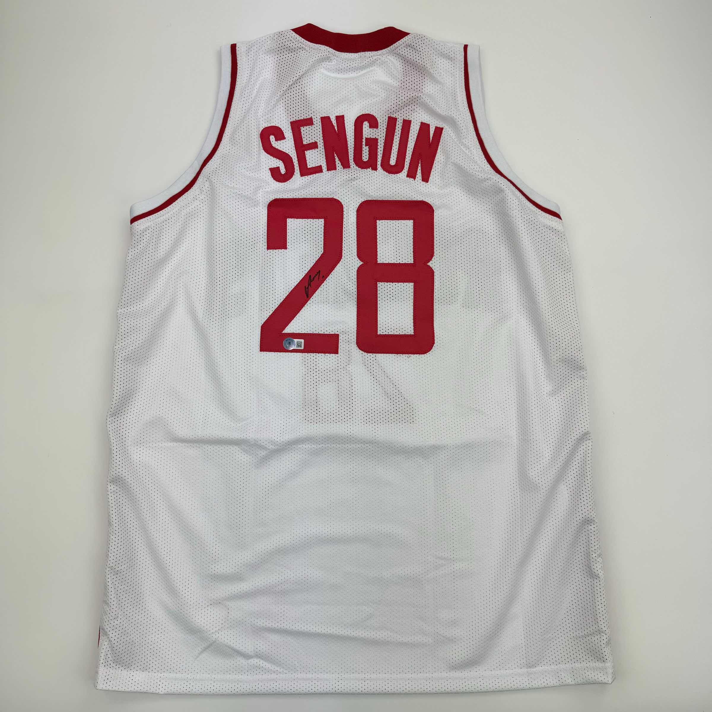 Autographed/Signed Alperen Sengun Houston White Basketball Jersey Beckett BAS COA