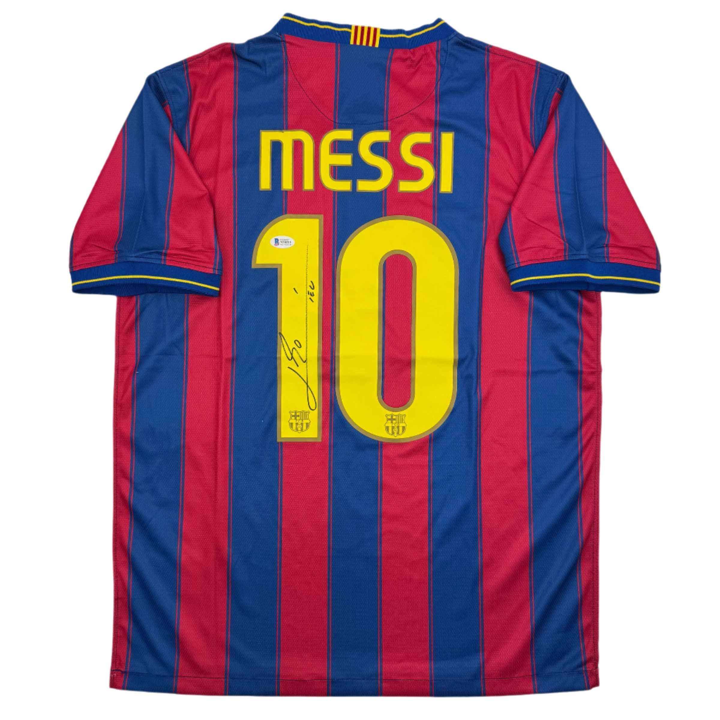 Autographed/Signed Lionel Leo Messi FC Barcelona Soccer Jersey Beckett BAS COA