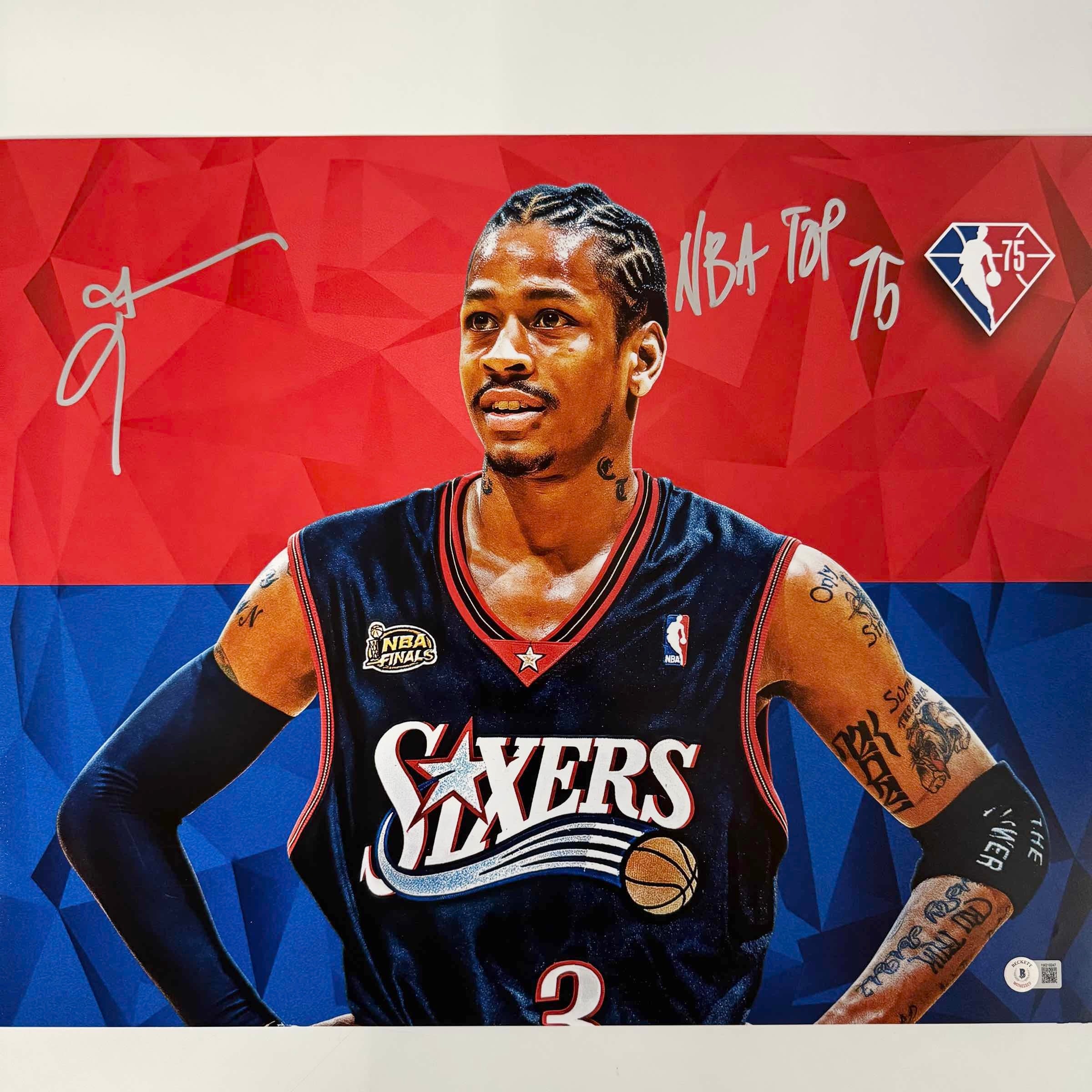 Autographed/Signed Allen Iverson &amp;quot;NBA Top 75&amp;quot; Philadelphia 76ers Sixers 16x20 Basketball Photo Beckett BAS COA