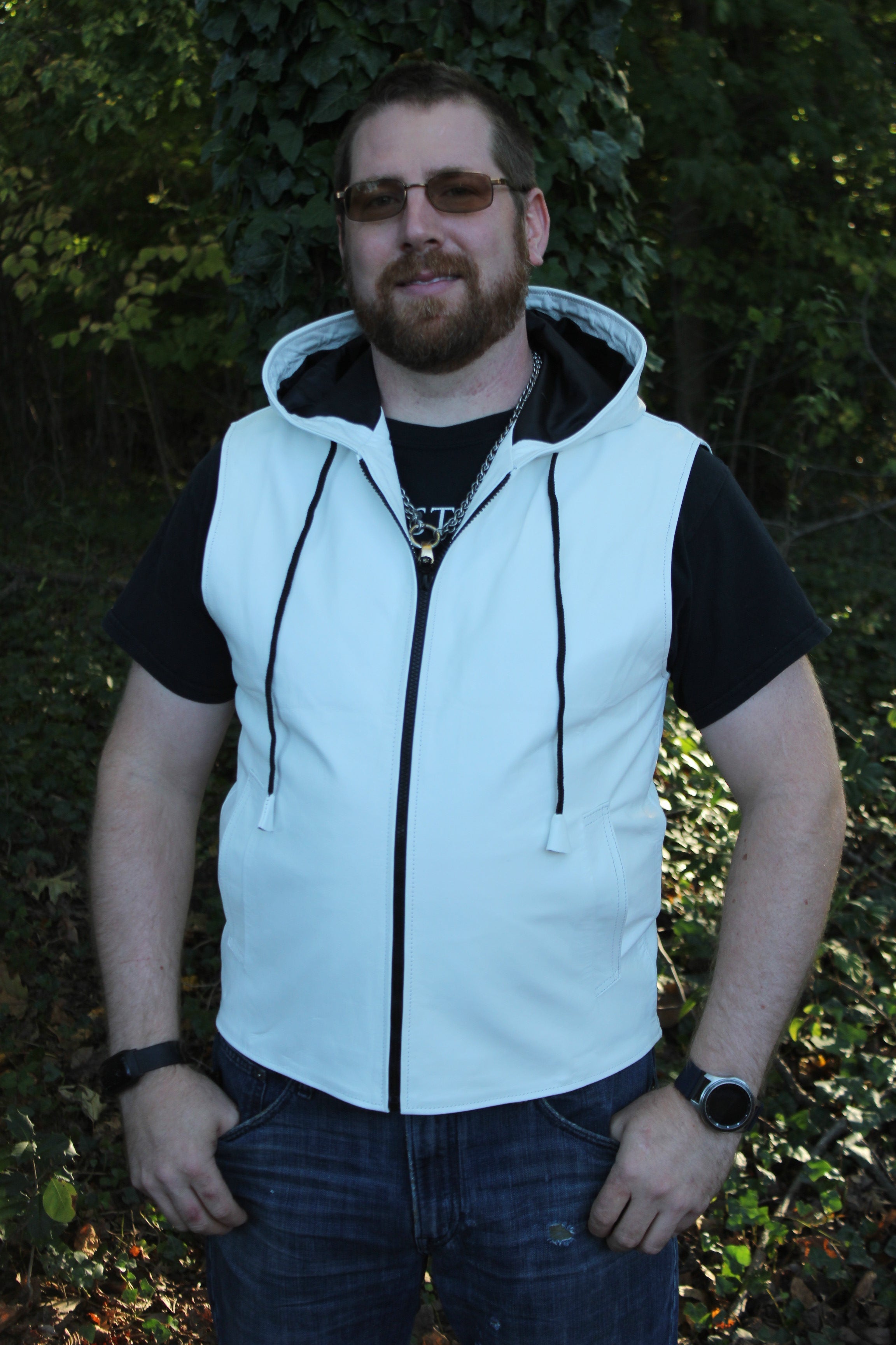 OnF Leather Hoodie in White