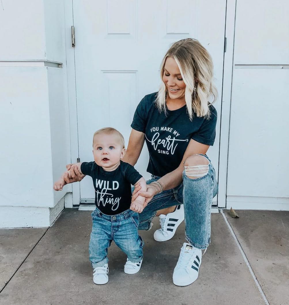 Wild Thing - You Make My Heart Sing | Set of 2 Black w/ White Shirts