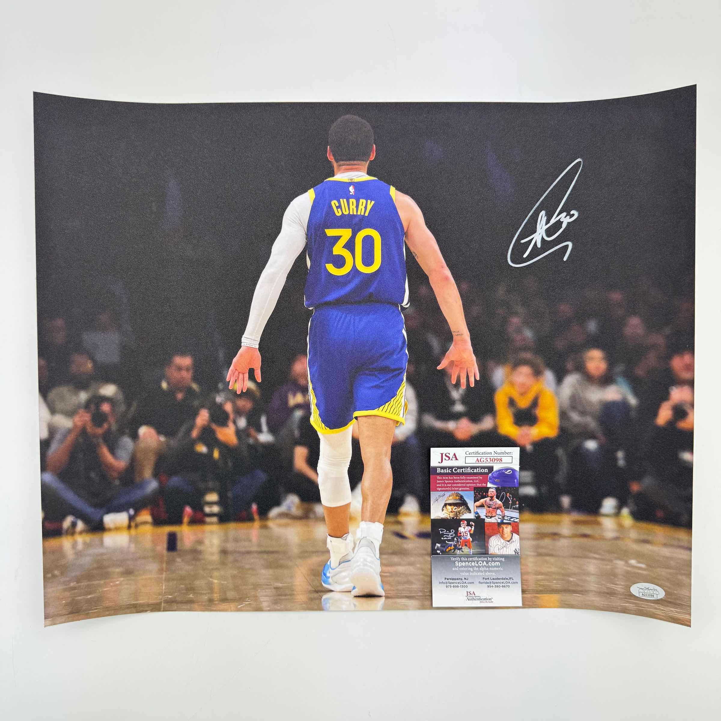 Autographed/Signed Stephen Steph Curry Golden State Warriors 16x20 Basketball Photo JSA COA