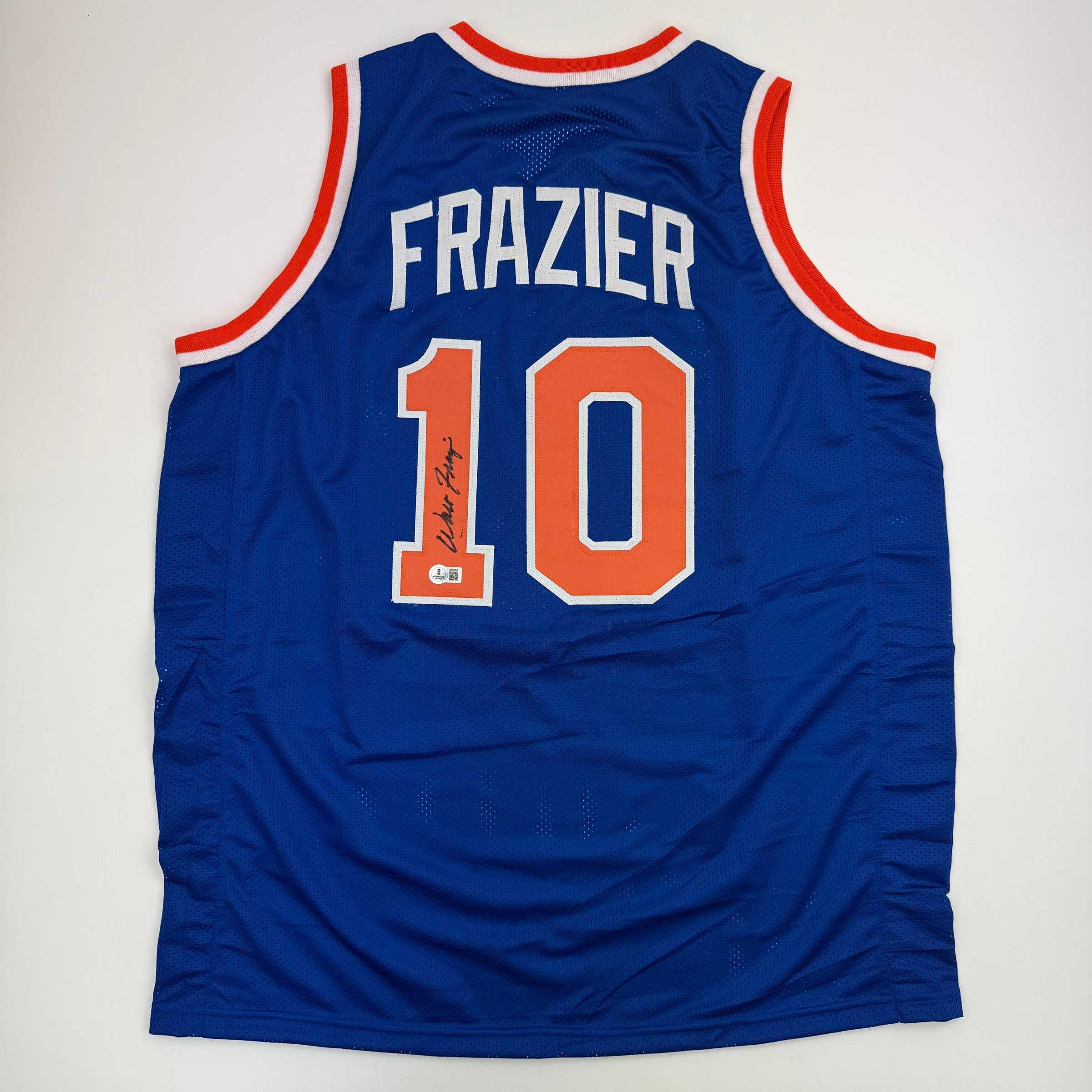 Autographed/Signed Walt Frazier New York Blue Basketball Jersey PSA/DNA COA