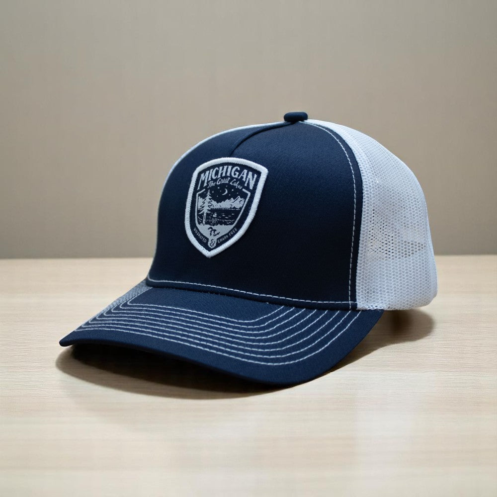 Hat - Michigan Shield Navy/White Snapback
