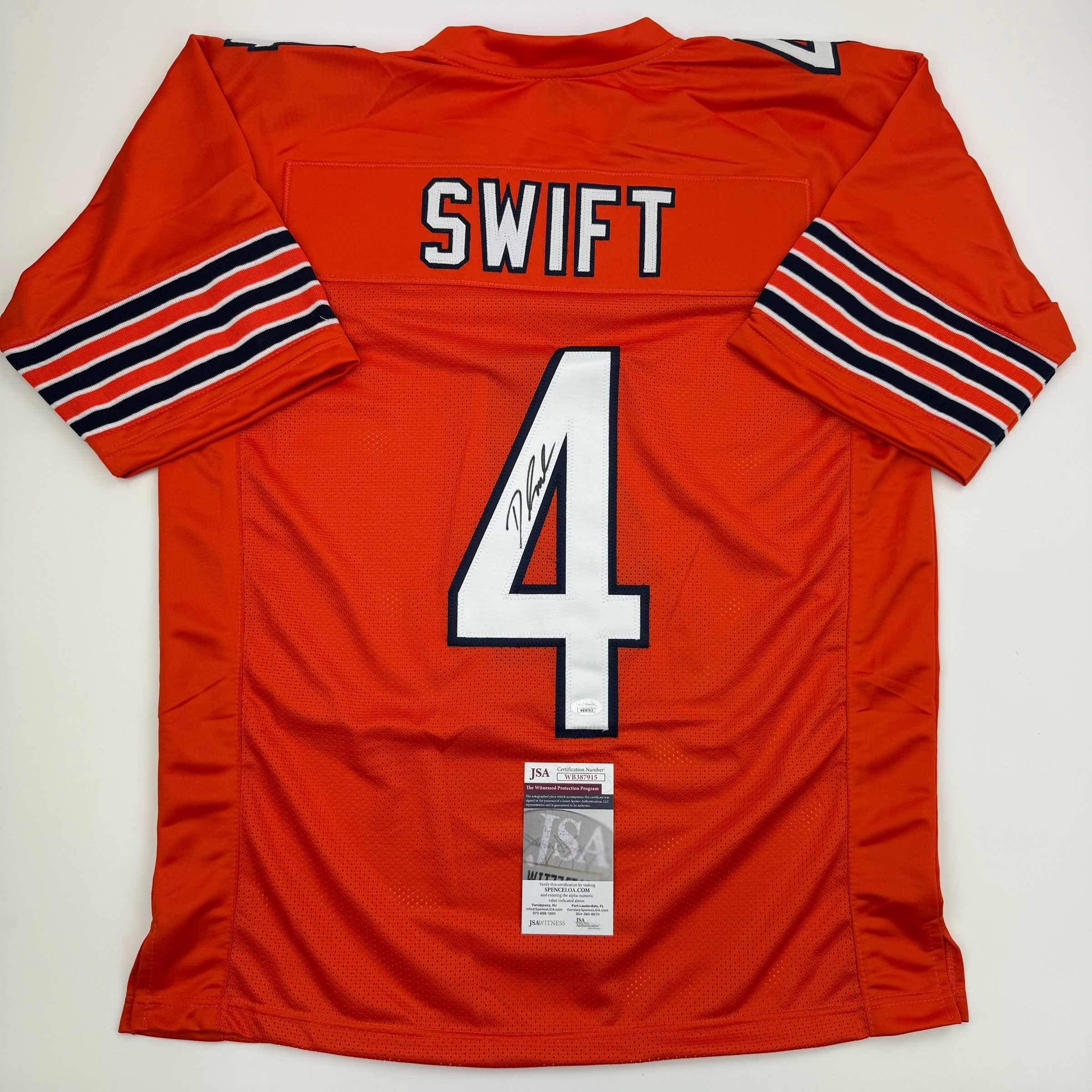 Autographed/Signed D&amp;#39;Andre Swift Chicago Orange Football Jersey JSA COA