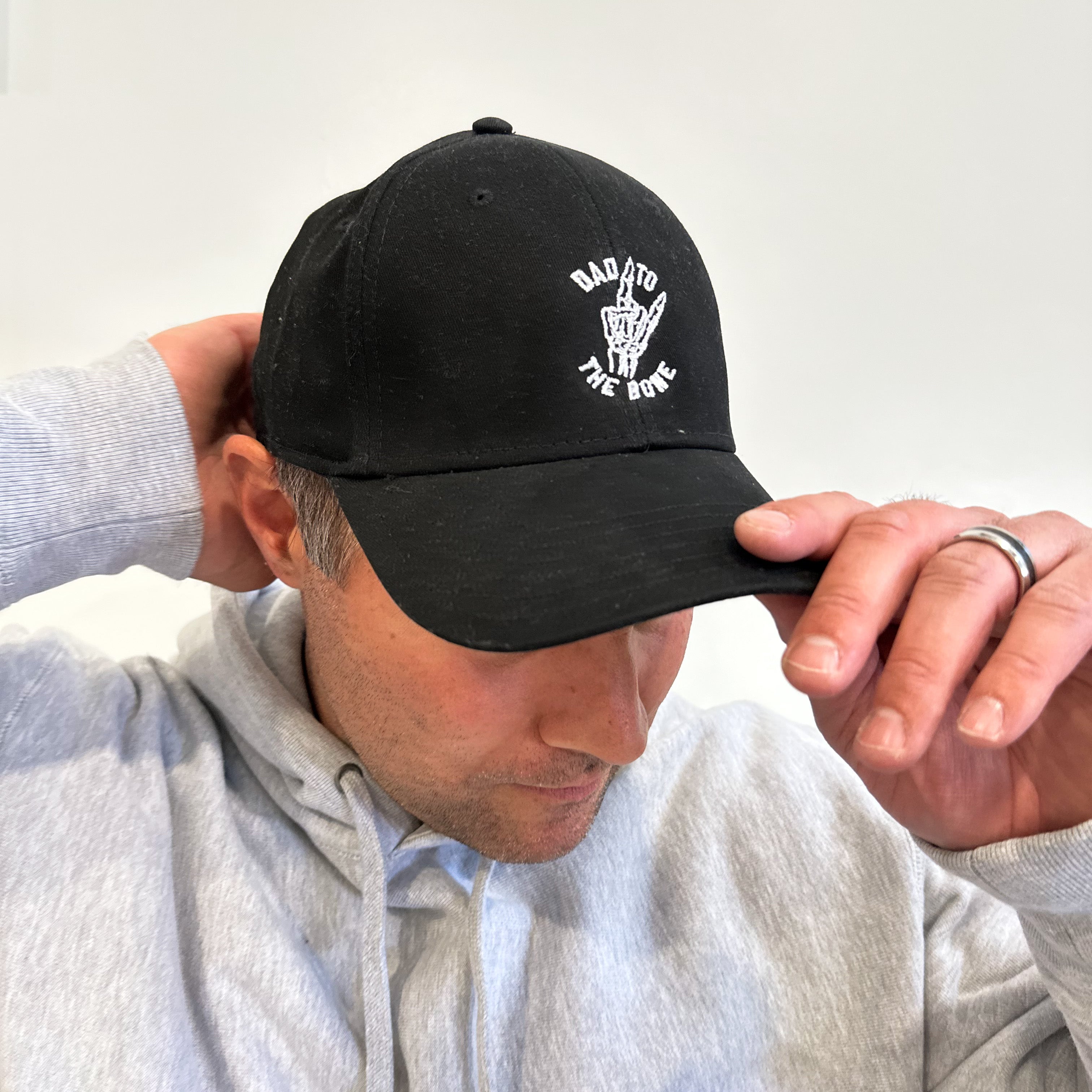 Dad To The Bone - Black w/ White - Comfy Fit -  Baseball Cap