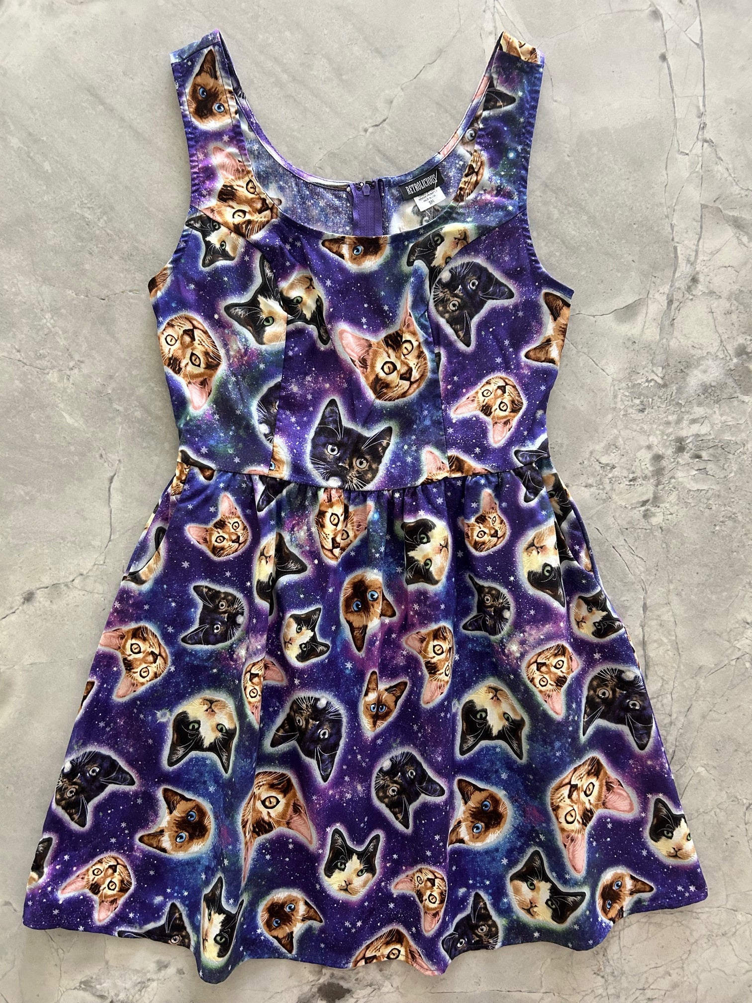 Galaxy Cats Shorter Length Fit &amp;amp; Flare Dress - Small Only!