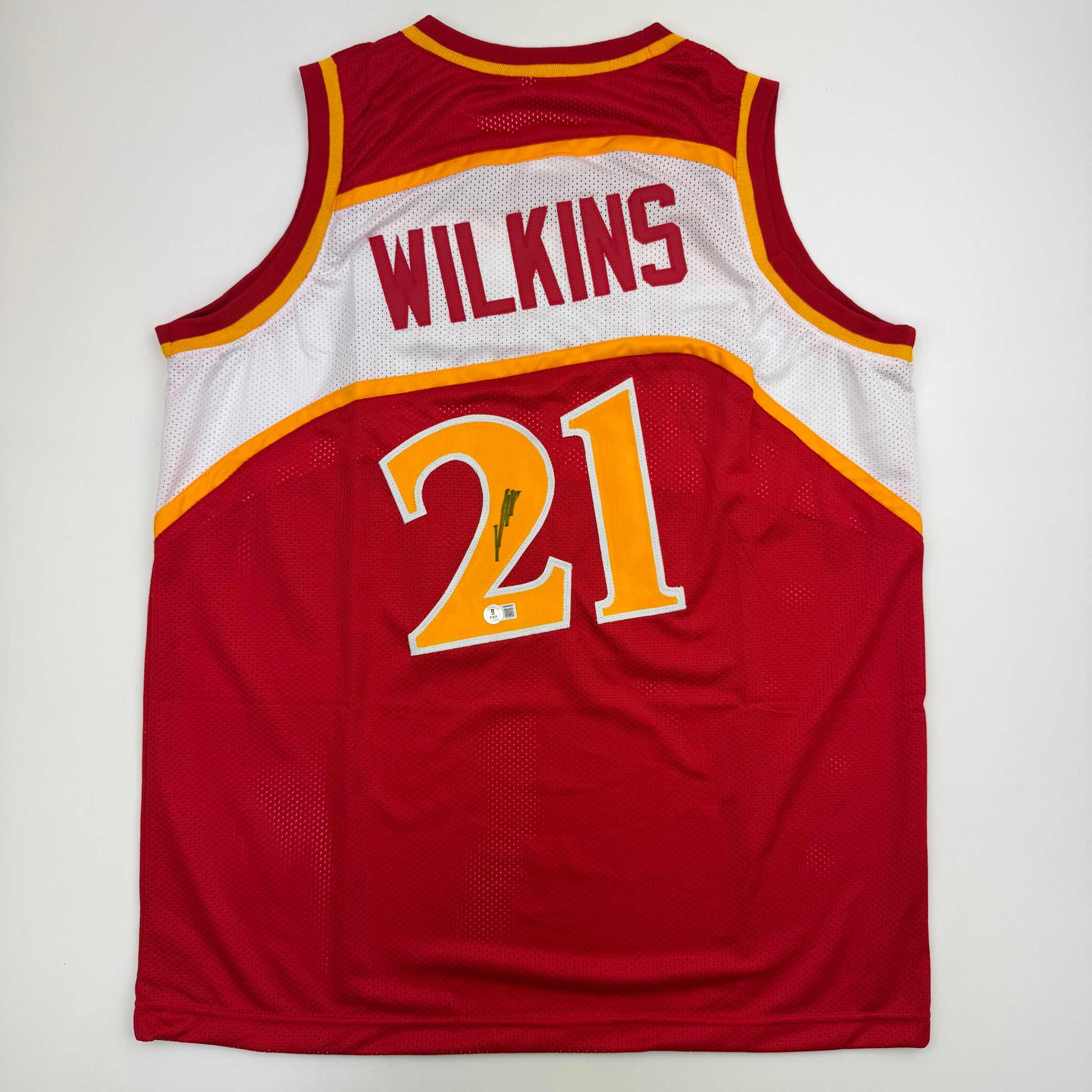 Autographed/Signed Dominique Wilkins Atlanta Red Basketball Jersey Beckett BAS COA