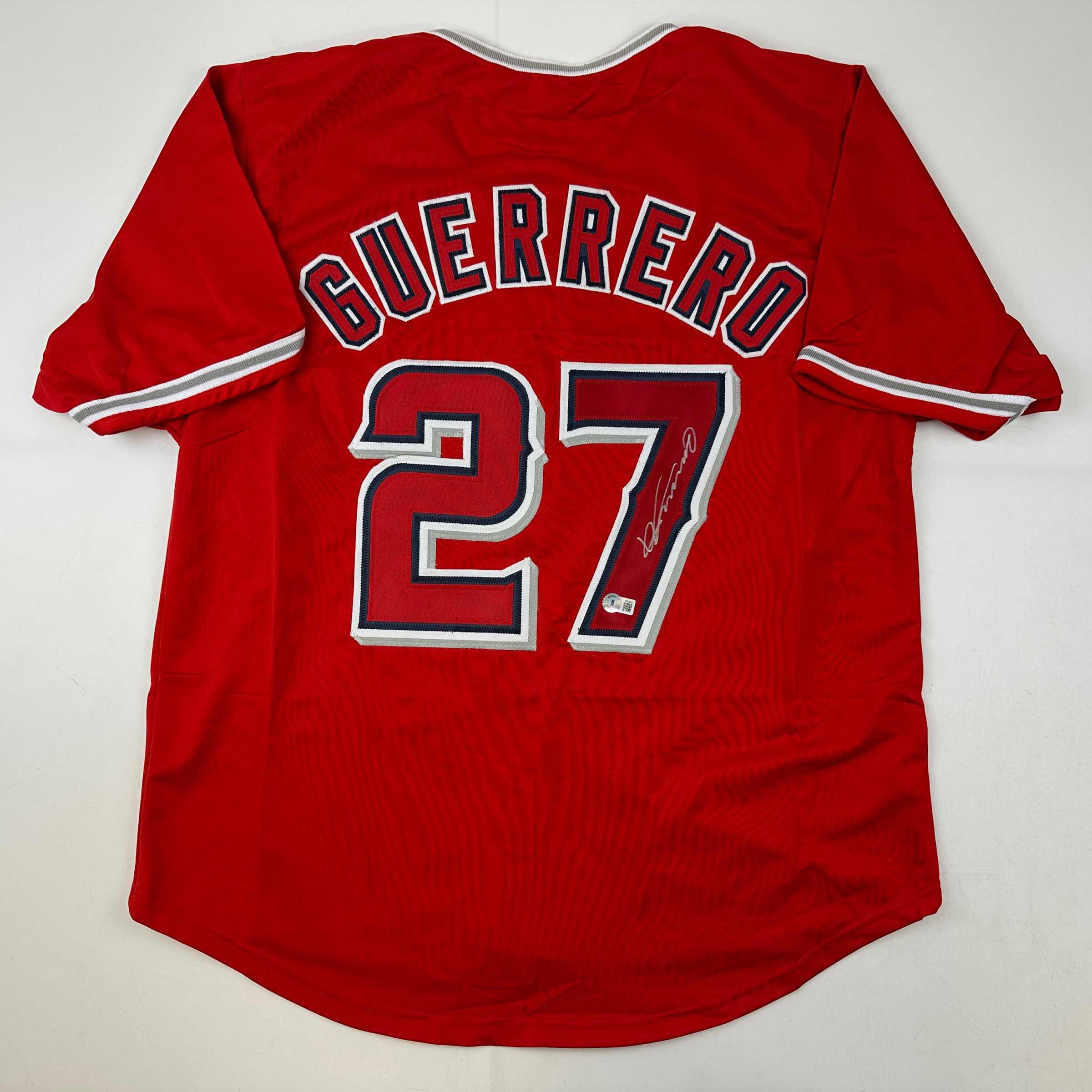 Autographed/Signed Vladimir Vlad Guerrero Los Angeles LA Anaheim Red Baseball Jersey Beckett BAS COA