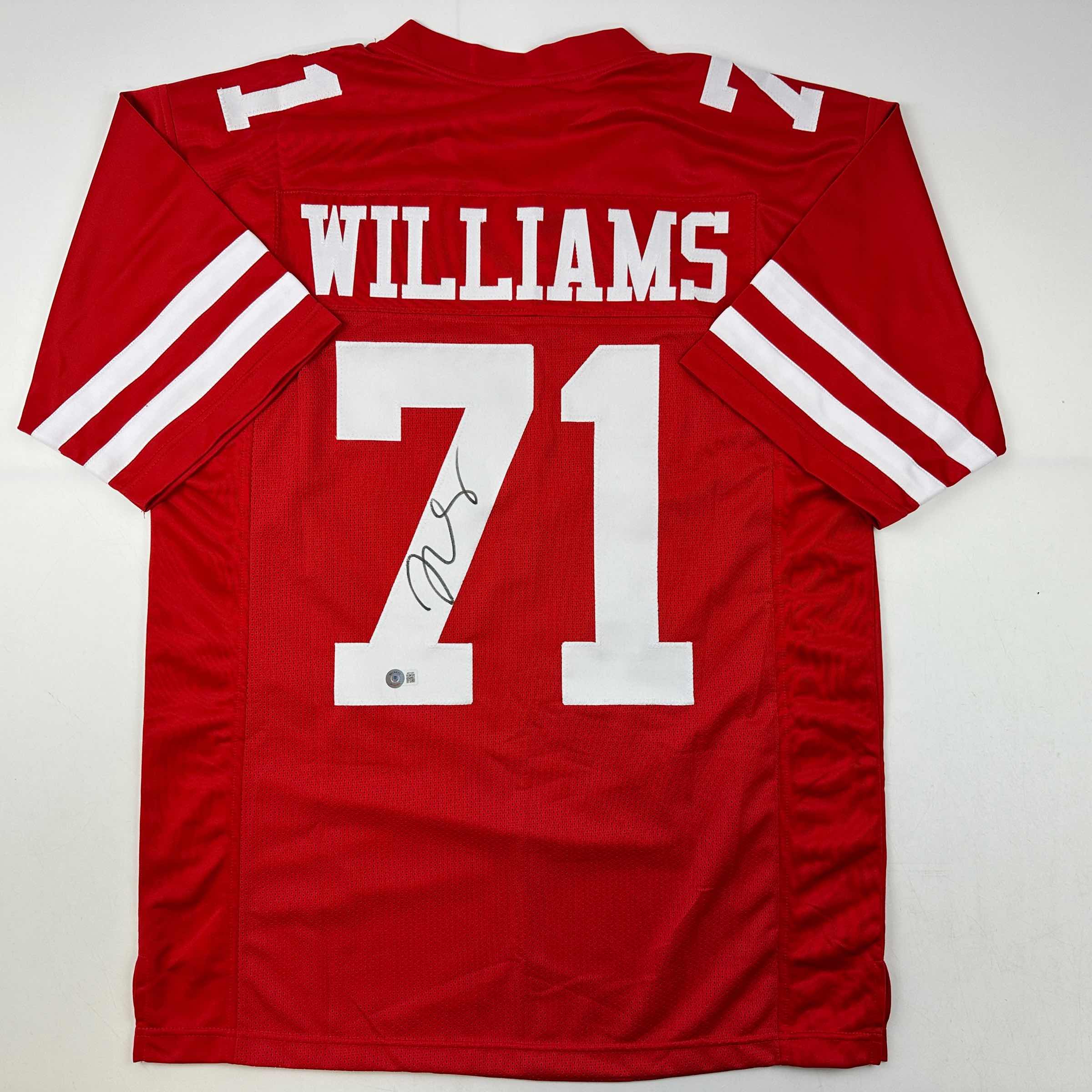 Autographed/Signed Trent Williams San Francisco Red Football Jersey Beckett BAS COA