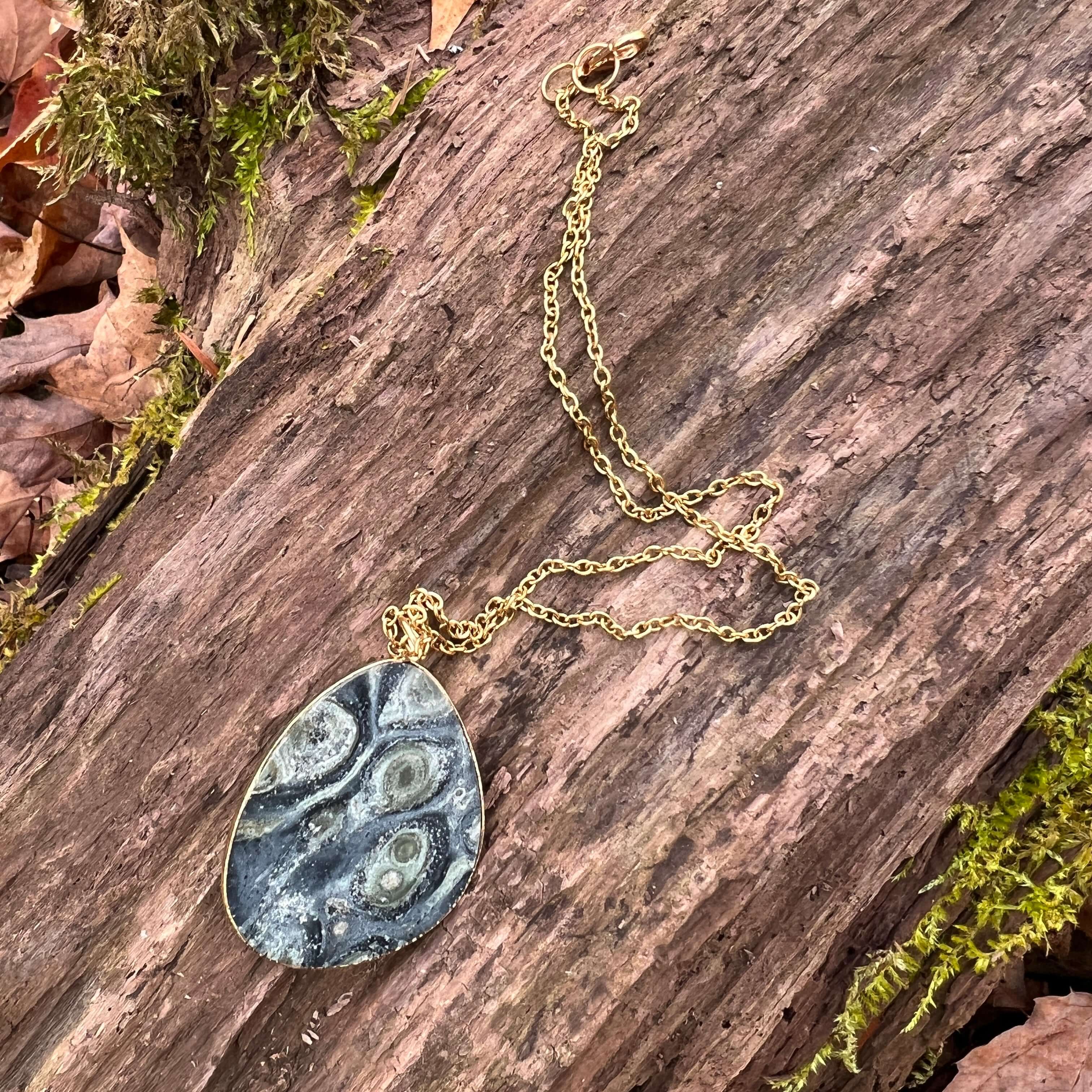 Kambaba Jasper Slice Necklace