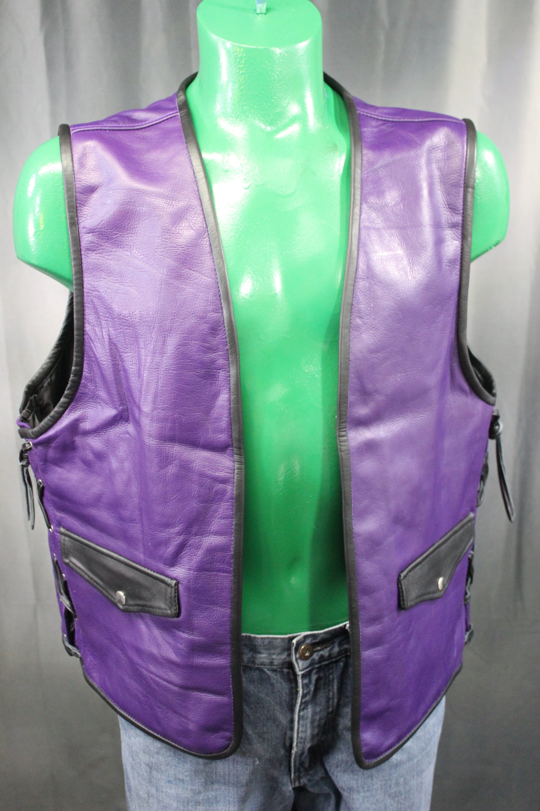 OnF Leather Bar Vest - Purple with Black Highlights